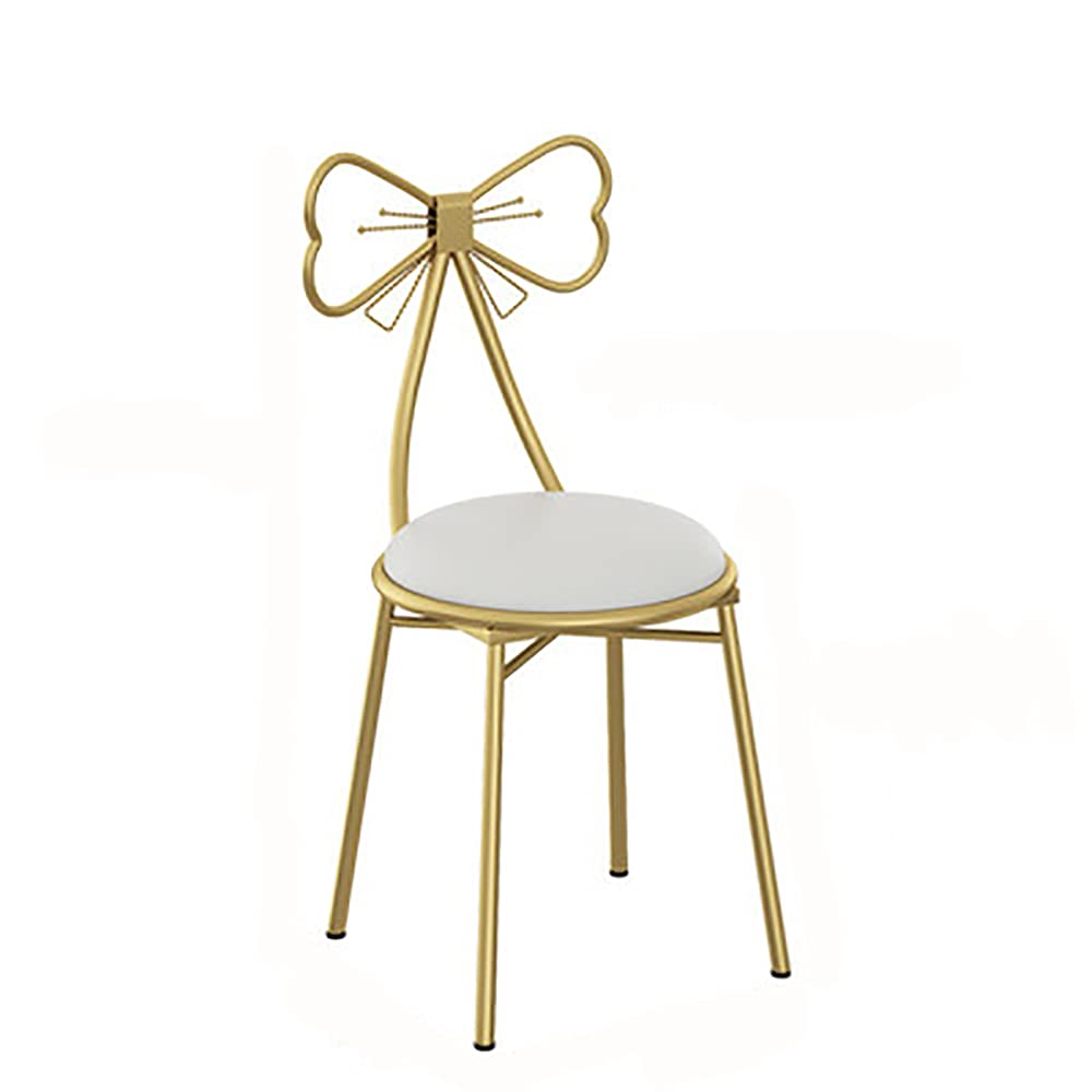Modern Velvet Makeup Chair with Backrest - Golden Butterfly Stool for Dressing Table, Home Bar, Beauty & Nail Salon - Soft High Back Stool for Vanity, Living Room & Retail Stores