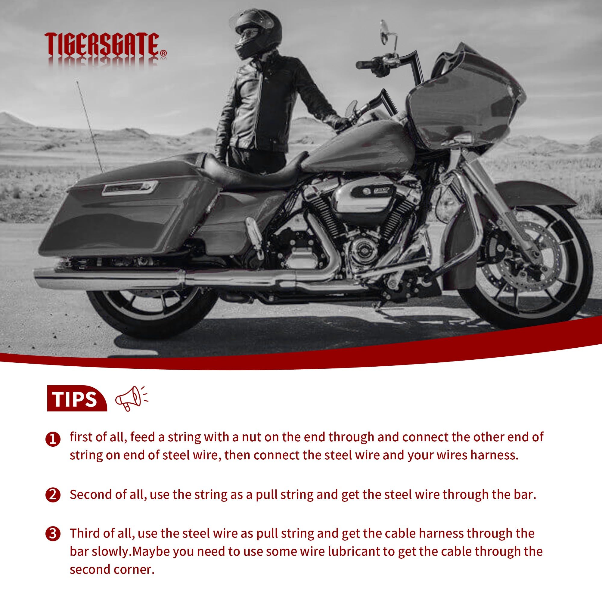 Gloss Black 1.5 Inch Fat Ape Hanger Handlebars - 16 Inch Rise - Easy Wiring - Compatible with Harley Davidson 2015-2023 Road Glide, Road Glide Special & Road Glide Ultra - Perfect for Custom Motorcycle Upgrades & Comfortable Long Rides