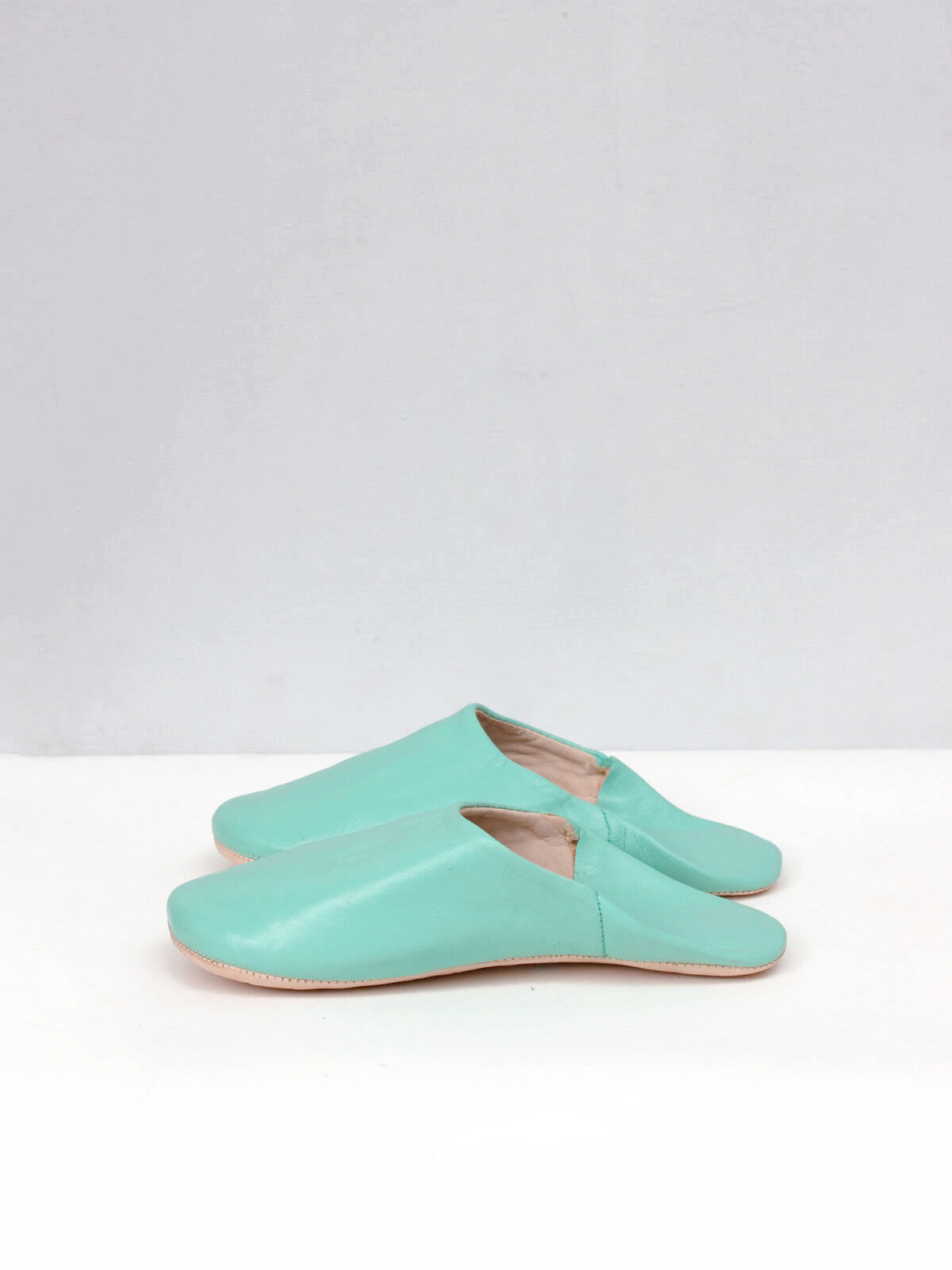 Moroccan Babouche Slippers - Soft Duck Egg Blue Leather House Shoes for Men & Women | Perfect for Home, Lounge & Indoor Comfort