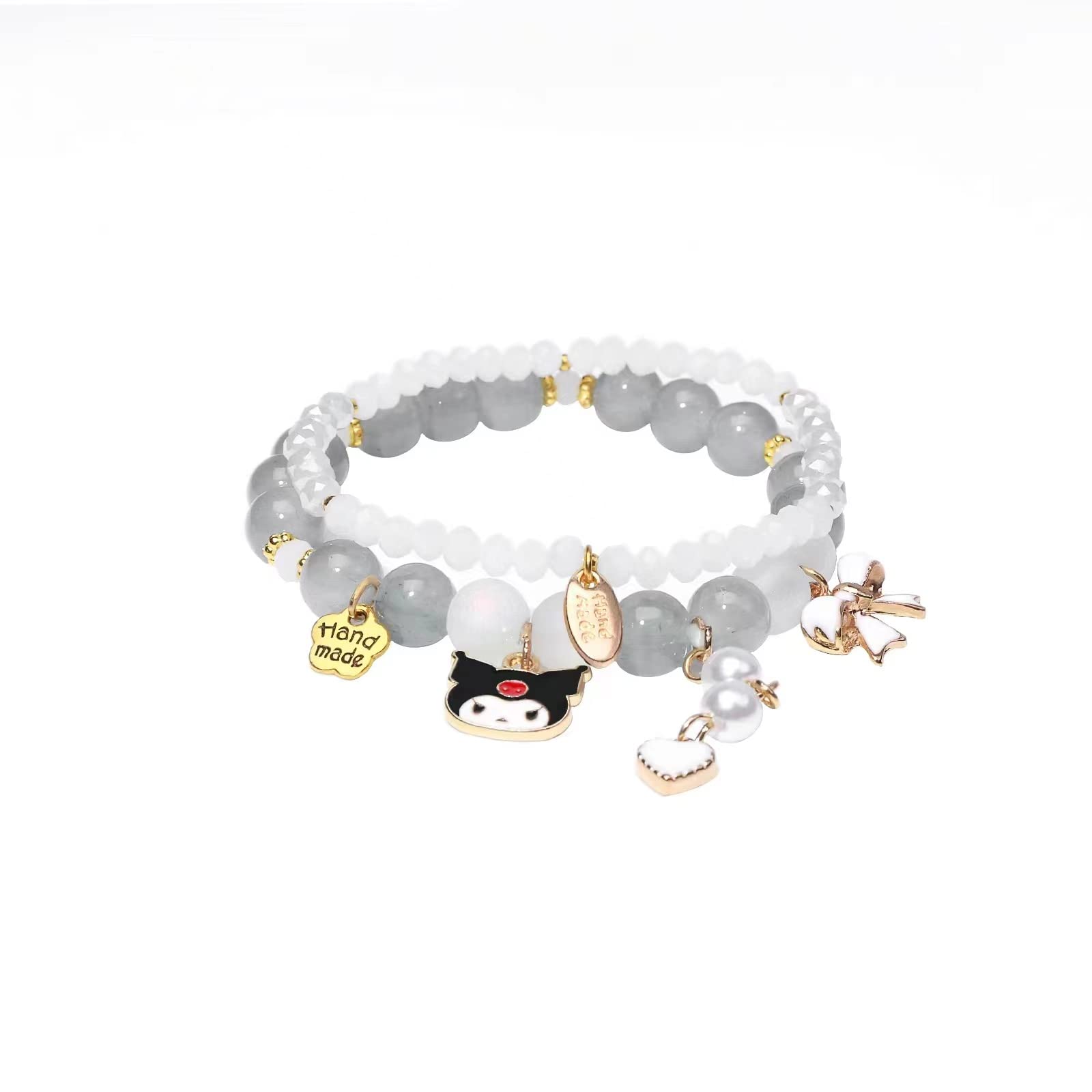 ANZWTLOYY Kawaii Crystal Beads & Pearl Bracelets Set - Cute Cartoon Elastic Beaded Friendship Jewelry for Girls & Women | Perfect for Gifts, Parties, and Everyday Wear
