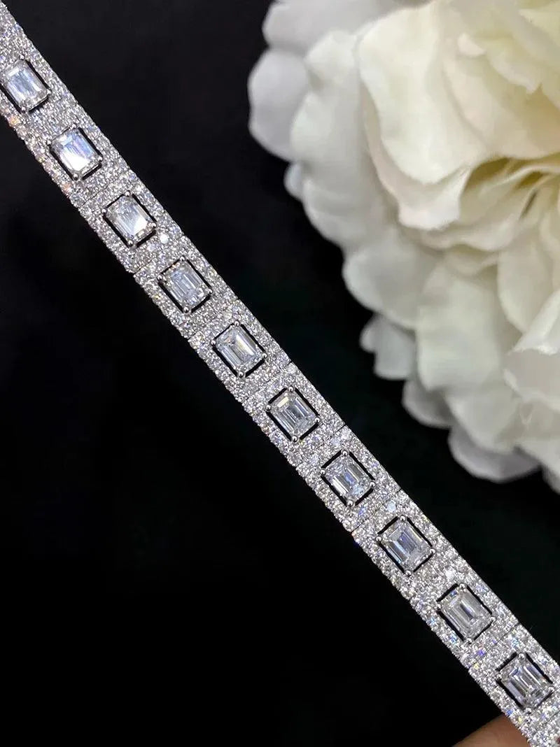 18K White Gold Diamond Bracelet for Women - 7.8 Carat Natural Diamonds Luxury Wedding Jewelry | Engagement Party, Anniversary Gift, Bridal Accessory, Special Occasion Jewelry