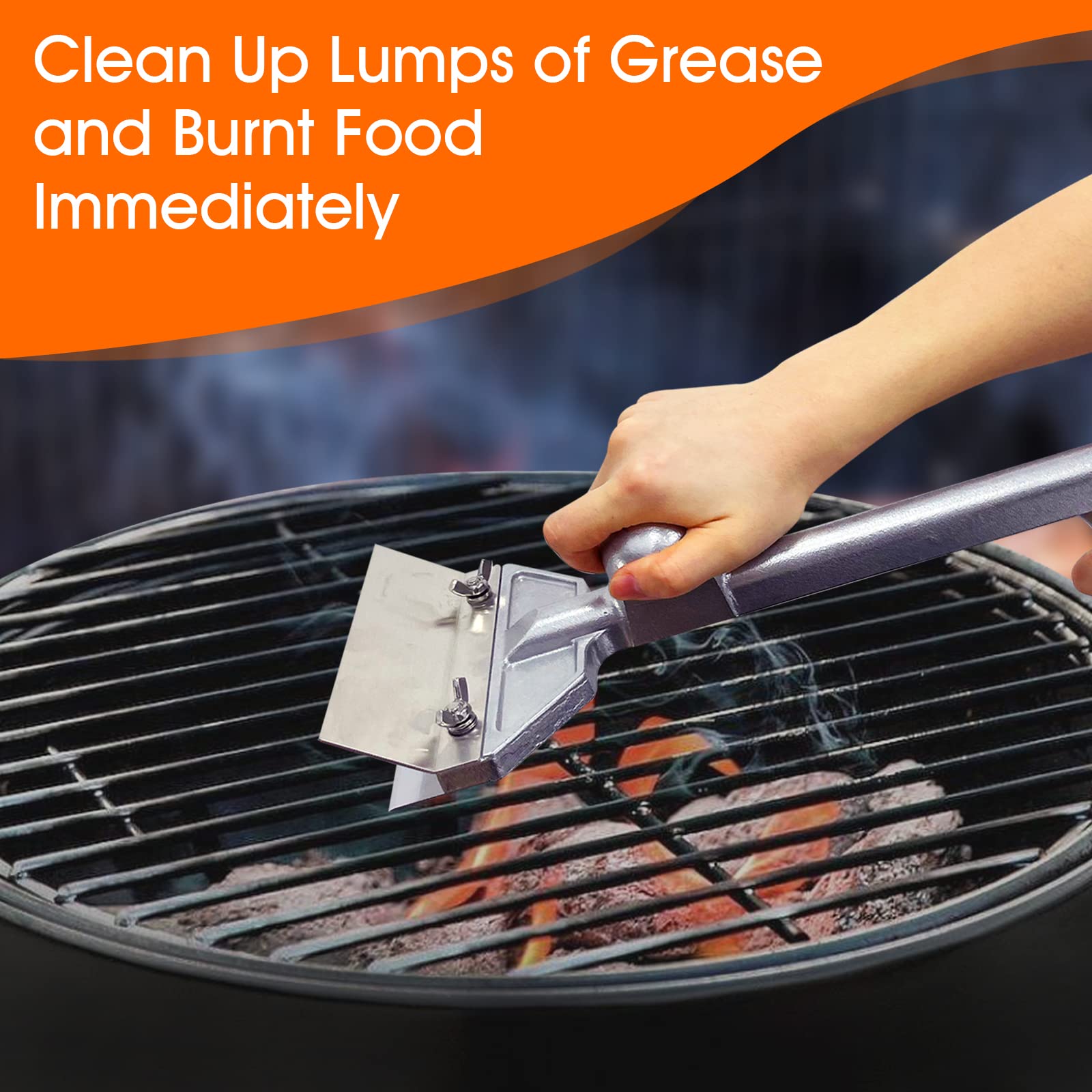 Heavy Duty Cast Iron Grill Scrapers Set with Replacement Blades - Commercial Griddle Cleaner for Restaurants, Diners & Outdoor BBQ - Perfect for Grill Maintenance and Cast Iron Surface Cleaning
