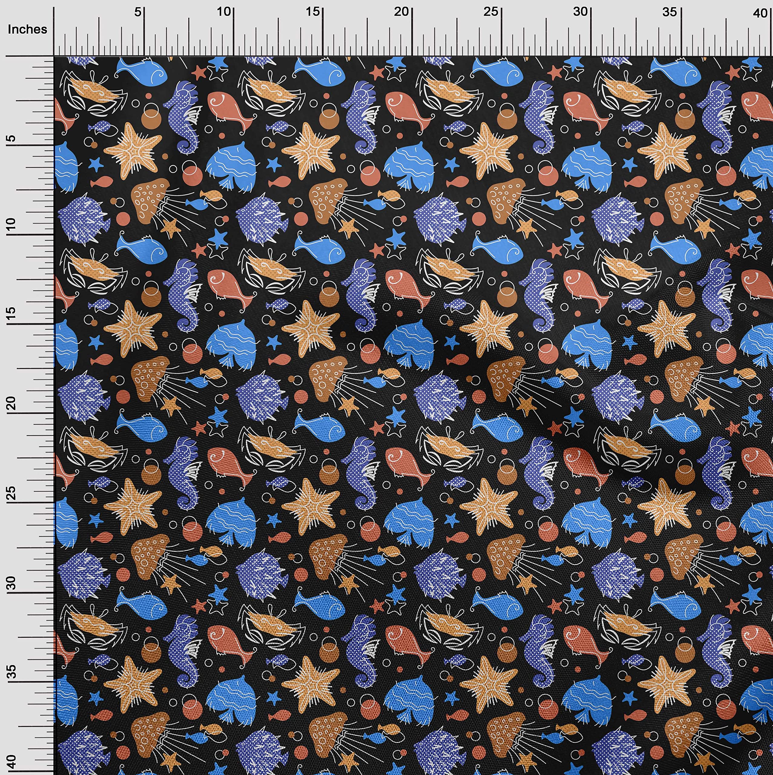 oneOone Rayon Black Fabric for Beachwear - 56 Inch Wide Printed DIY Sewing Material by The Yard | Perfect for Summer Dresses, Swim Cover-Ups & Boho Clothing Projects
