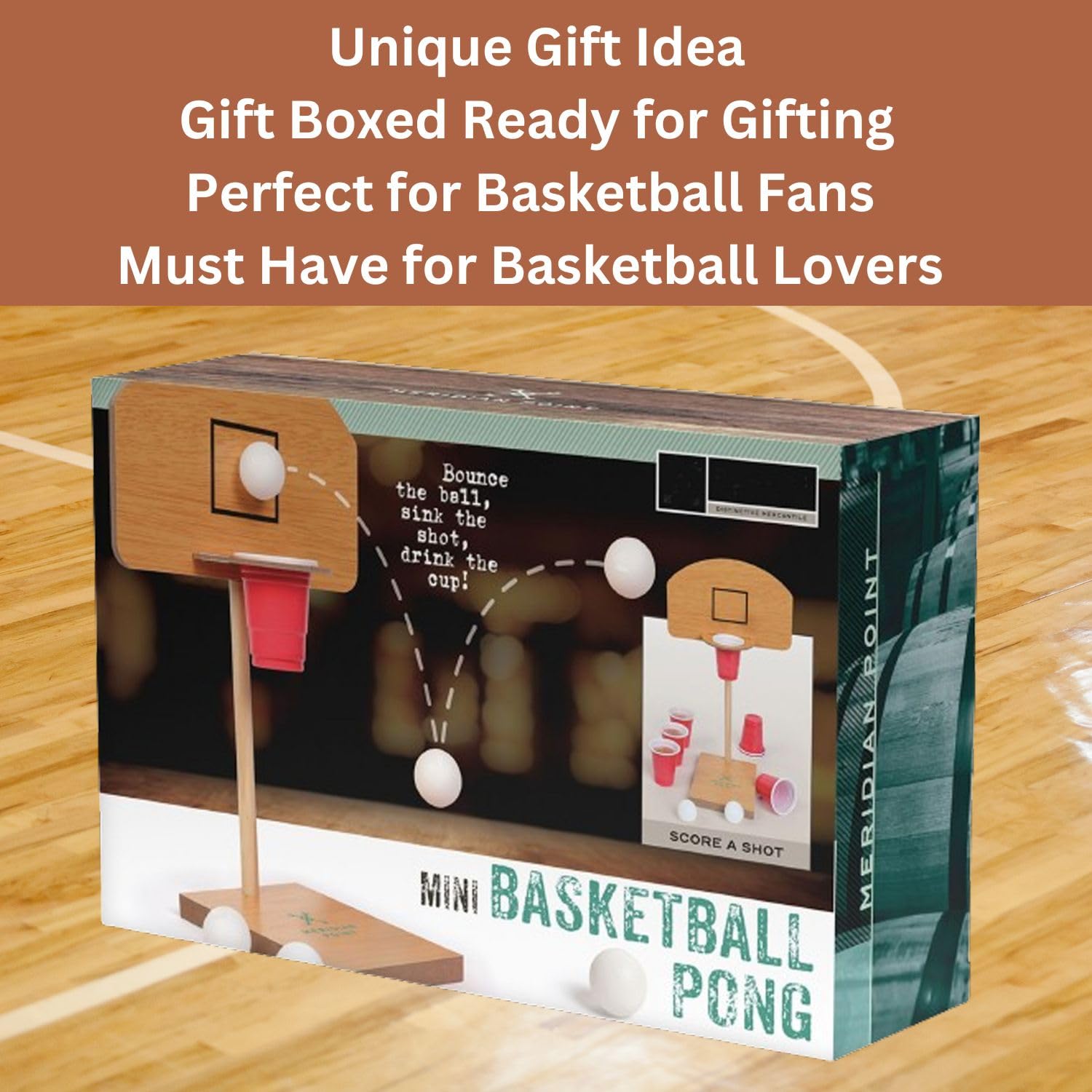 Mini Tabletop Basketball Pong Game Set - 6 Red Cups, 3 Ping Pong Balls & Mini Basketballs for Indoor Fun | Perfect for Office, Home & Party Games | Desktop Basketball Accessories for Adults & Kids