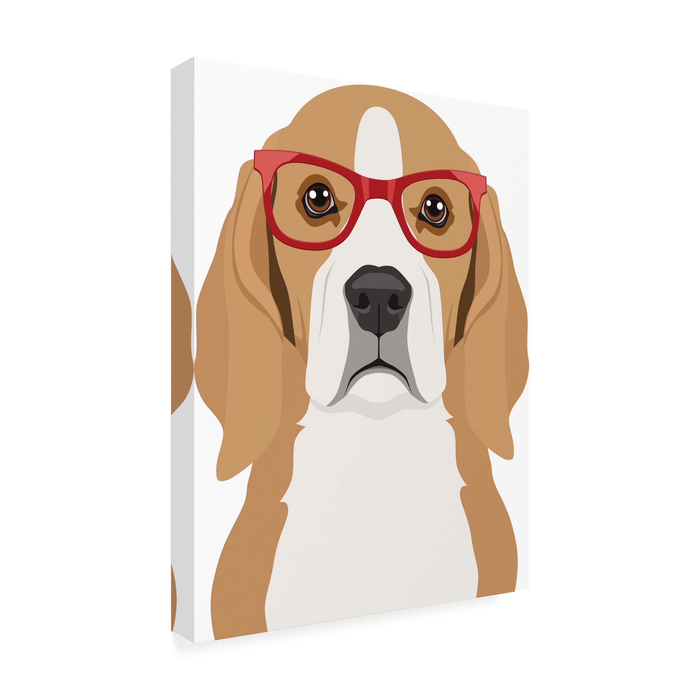 Beagle Wearing Hipster Glasses Canvas Wall Art - Premium Trademark Fine Art by Furbaby Affiliates - Perfect for Living Room, Bedroom & Office Decor