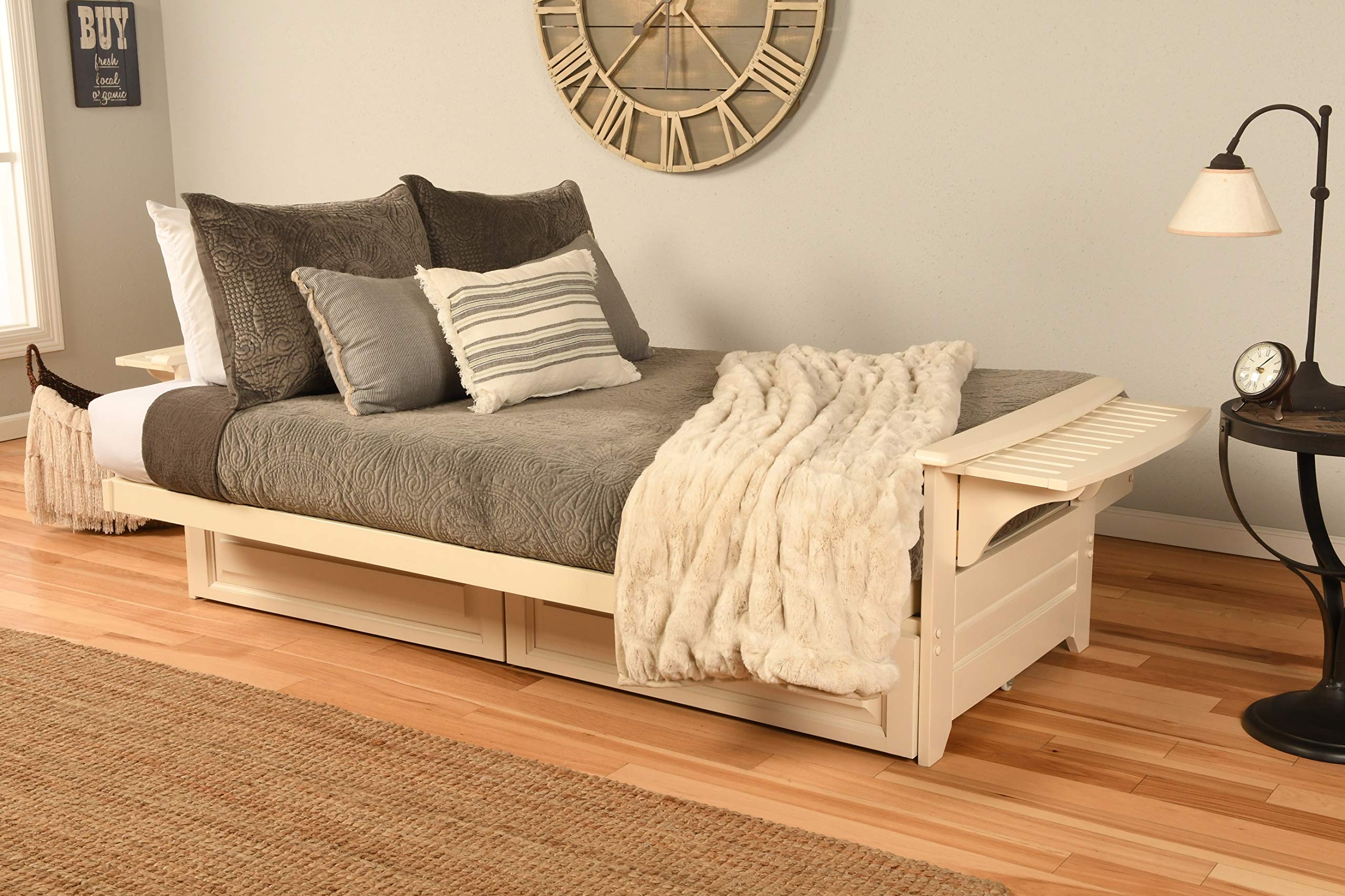 Kodiak Furniture Futon Set - Convertible Sofa Bed, White - Perfect for Small Spaces, Guest Rooms & Apartments
