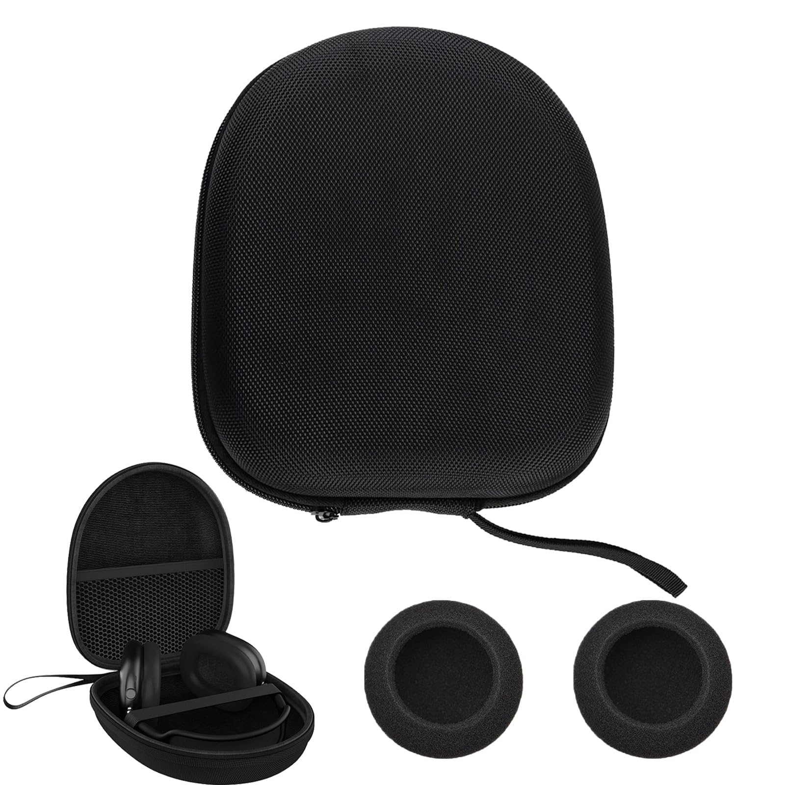 Premium Universal Headphone Case with 2 Sponge Covers & Charger Cable Storage - Large Carrying Bag with Fixed Strap for Travel, Commuting & Home Organization