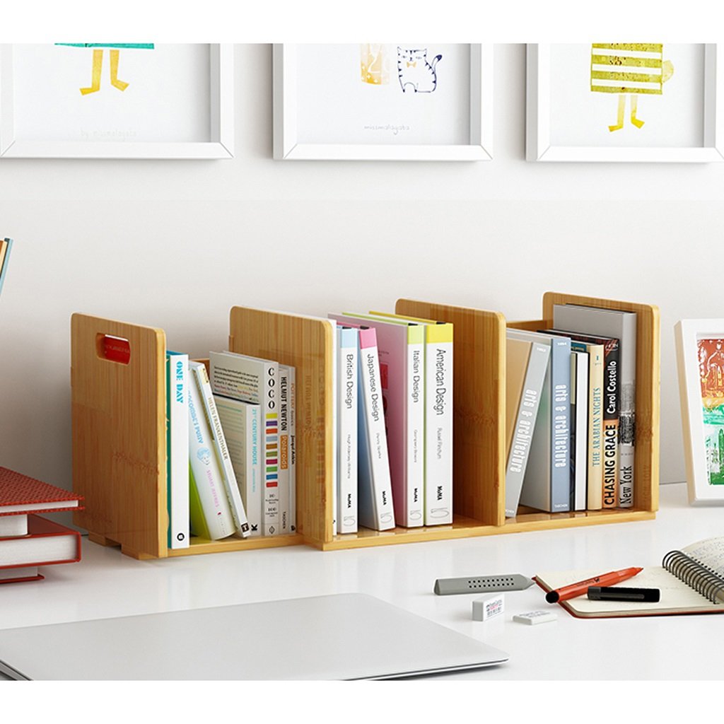 Bamboo Retractable Bookshelf & Student Desk Organizer - Space-Saving Desktop Storage Shelf for Kids, Home & Office - Perfect for Books, Stationery & Decor (Size A)