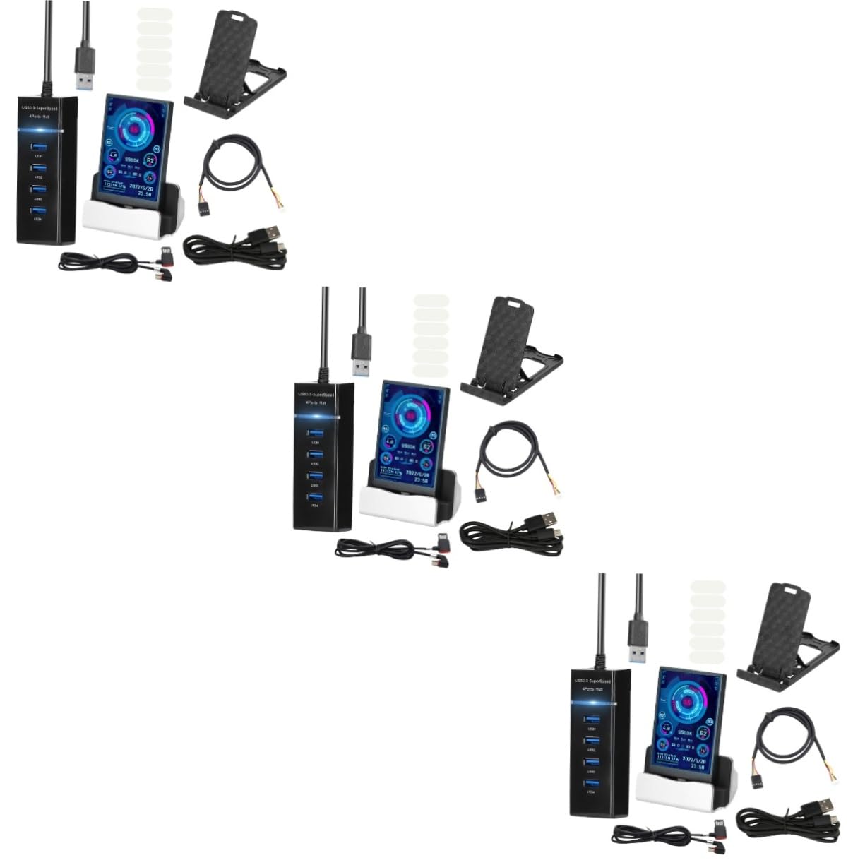 Uonlytech 3PCS LCD Secondary Monitor - Mini CPU Data Display for PC Gaming & Office Use
