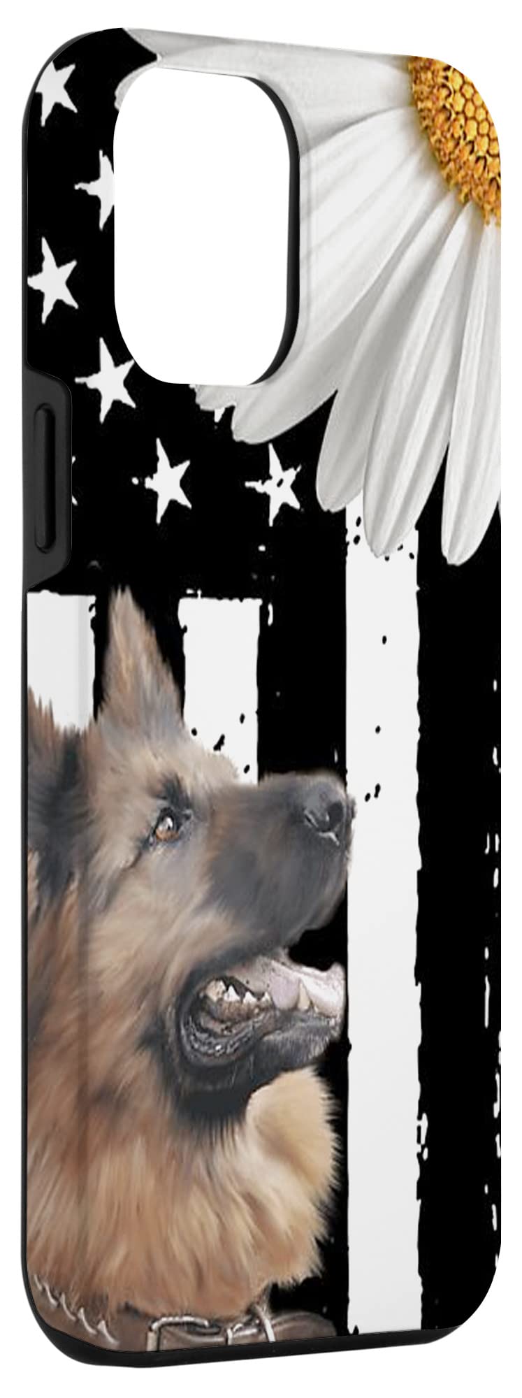 iPhone 12 Pro Max Case - German Shepherd Daisy Flower American Flag Design | Shockproof Protective Cover for iPhone 12 Pro Max (6.7