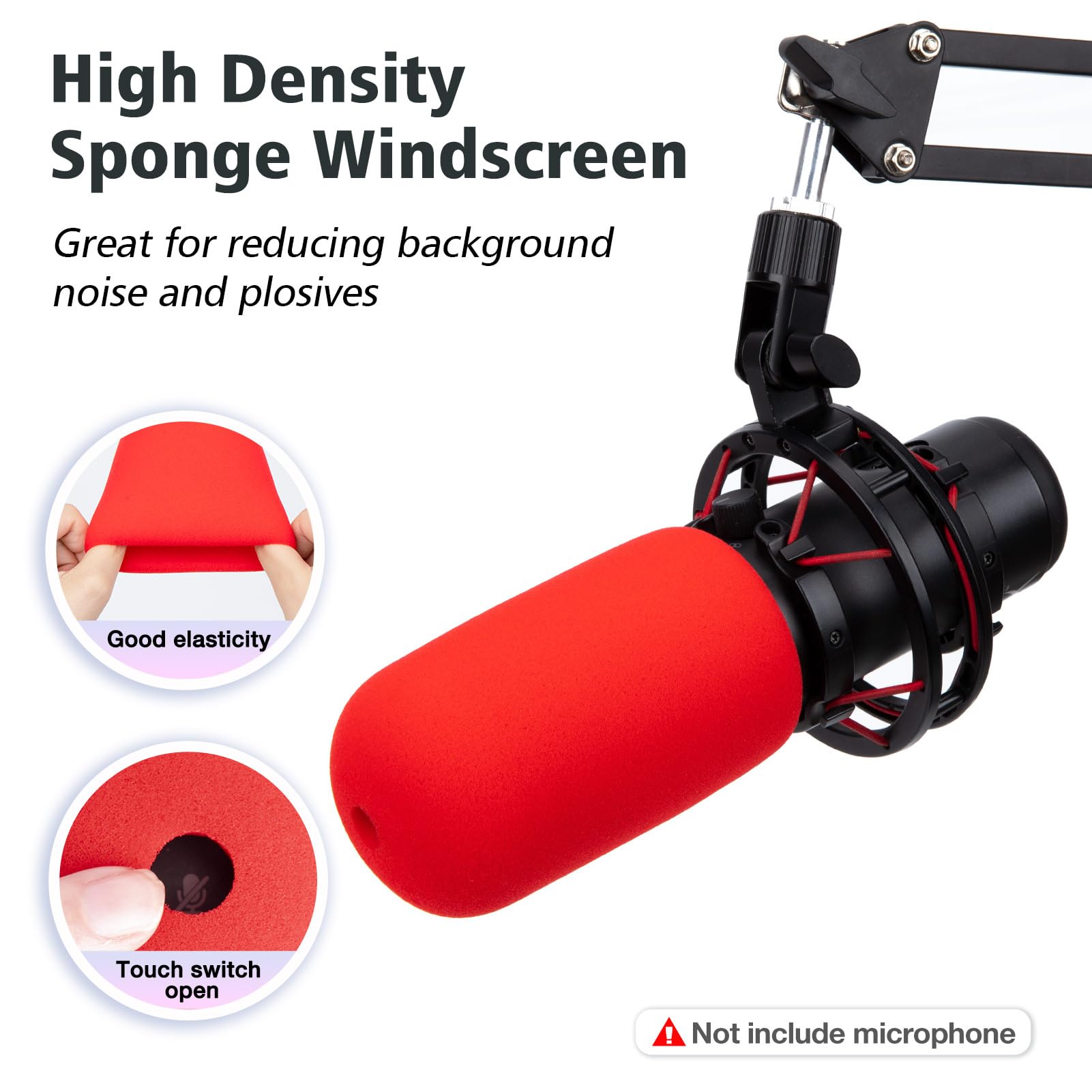 HyperX QuadCast Pop Filter - Red Microphone Windscreen & Noise Reduction Foam Cover for HyperX QuadCast S | Improves Sound Quality | Perfect for Streaming, Podcasting & Gaming