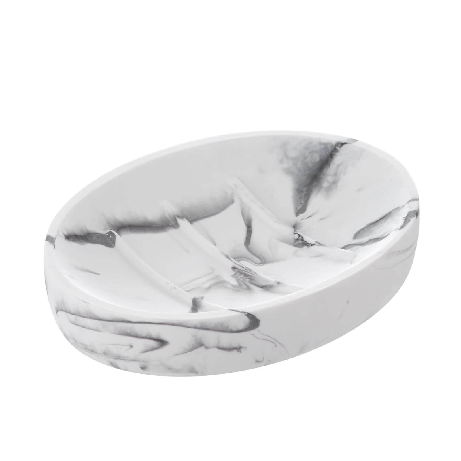Marble Look Resin Soap Dish Holder - Non-Slip Shower Soap Tray for Bathroom, Kitchen & Sink - Perfect Soap Saver for Bar Soaps - Ideal for Showers, Baths and Daily Hygiene Organization