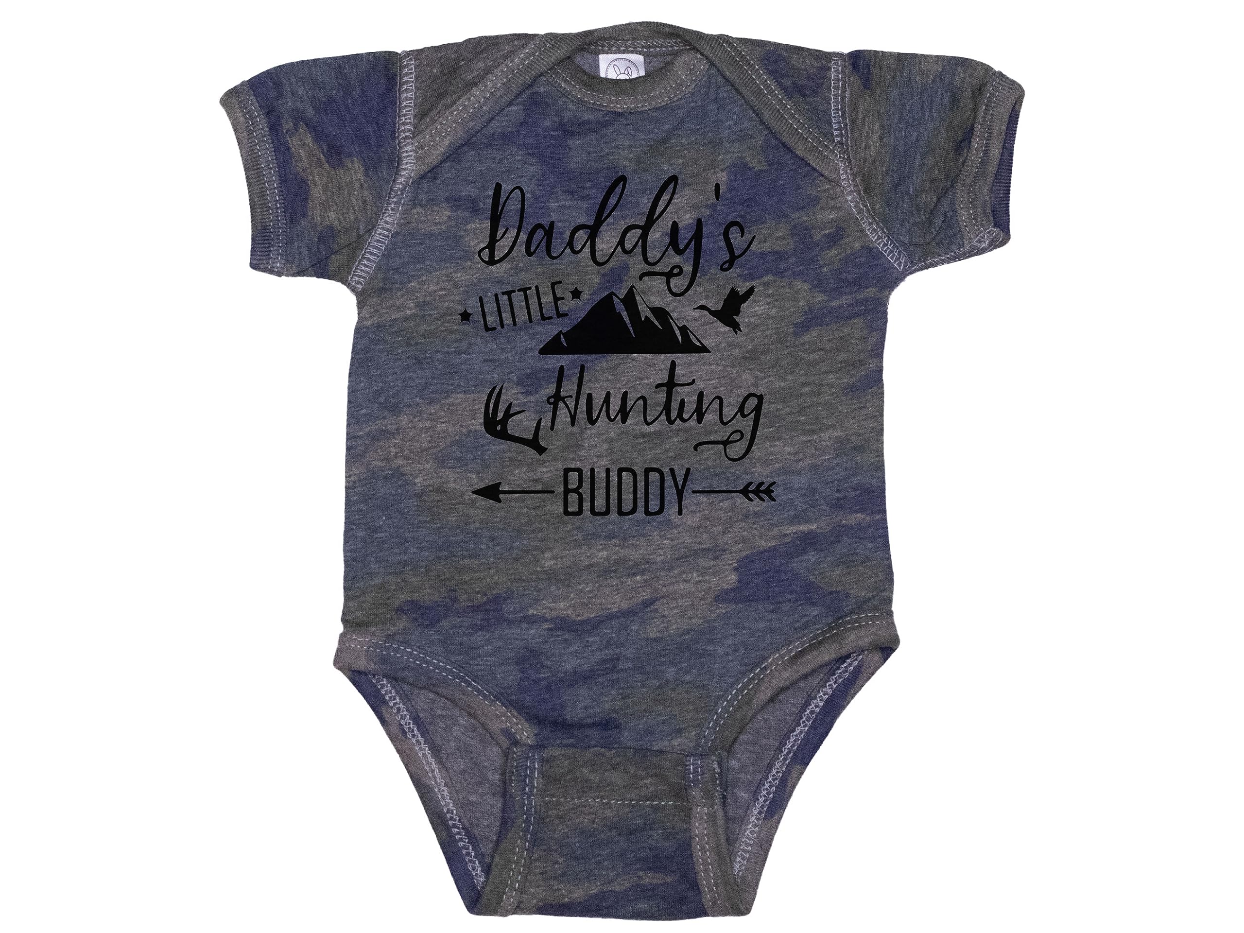 Ebenezer Fire Camo Baby Onesie - Daddy's Little Hunting Buddy Outfit - Gender Reveal & Pregnancy Announcement Gift - Perfect for Newborn Photos & Outdoor Family Adventures