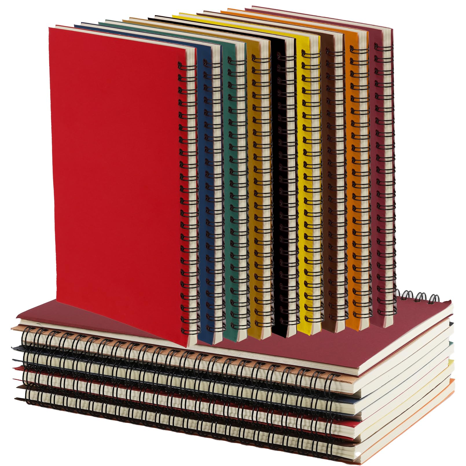 18 Pack Spiral Notebook Bulk - A5 Lined Notebooks with Kraft Cover (8.3