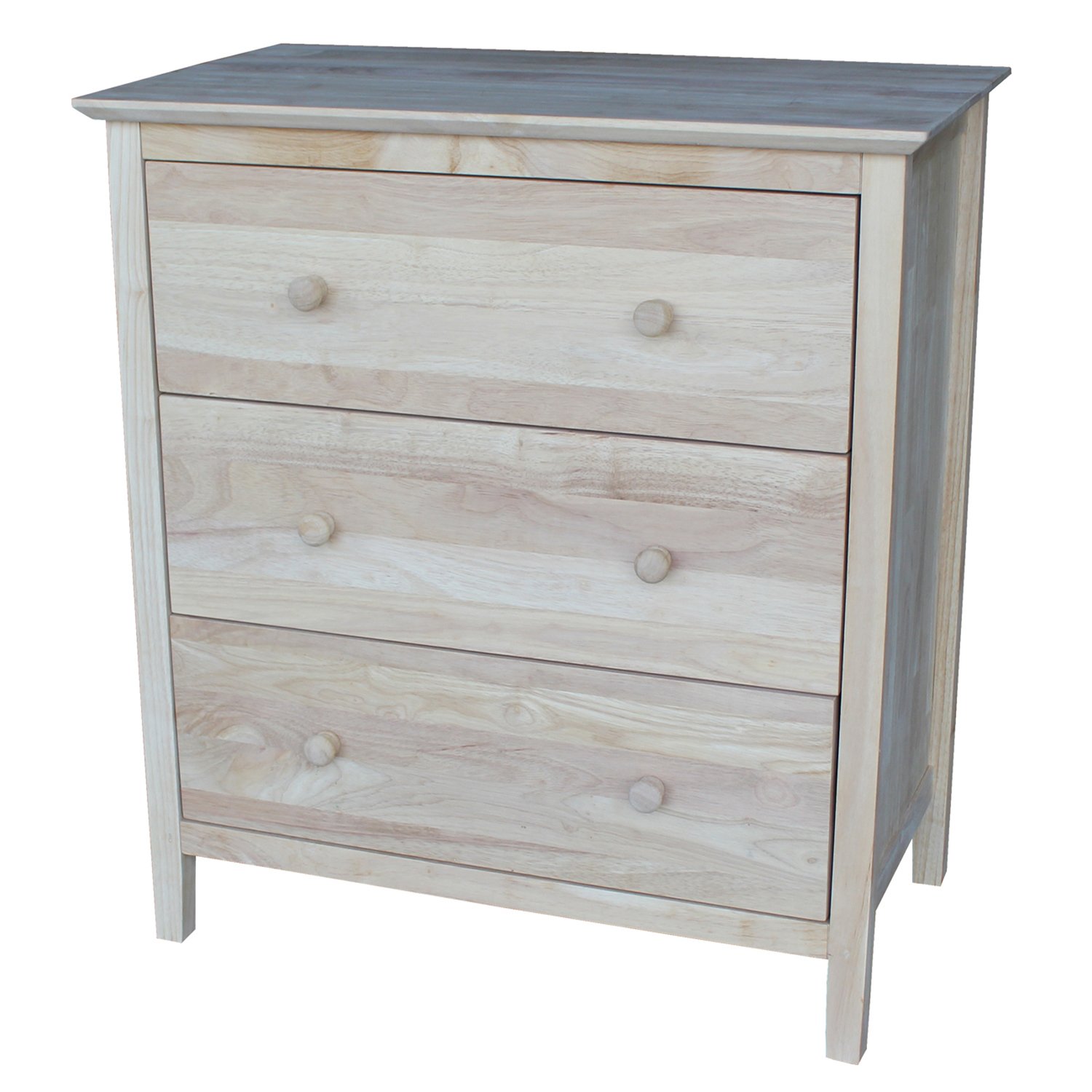 Unfinished 3-Drawer Dresser - Solid Wood Bedroom Storage Furniture for Clothes & Accessories | Perfect for Home, Dorm, and Office Organization