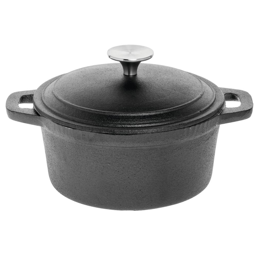 American Metalcraft CIPO3 Large 3 Qt Cast Iron Oval Casserole - Perfect for Baking, Roasting & Serving Family-Style Meals