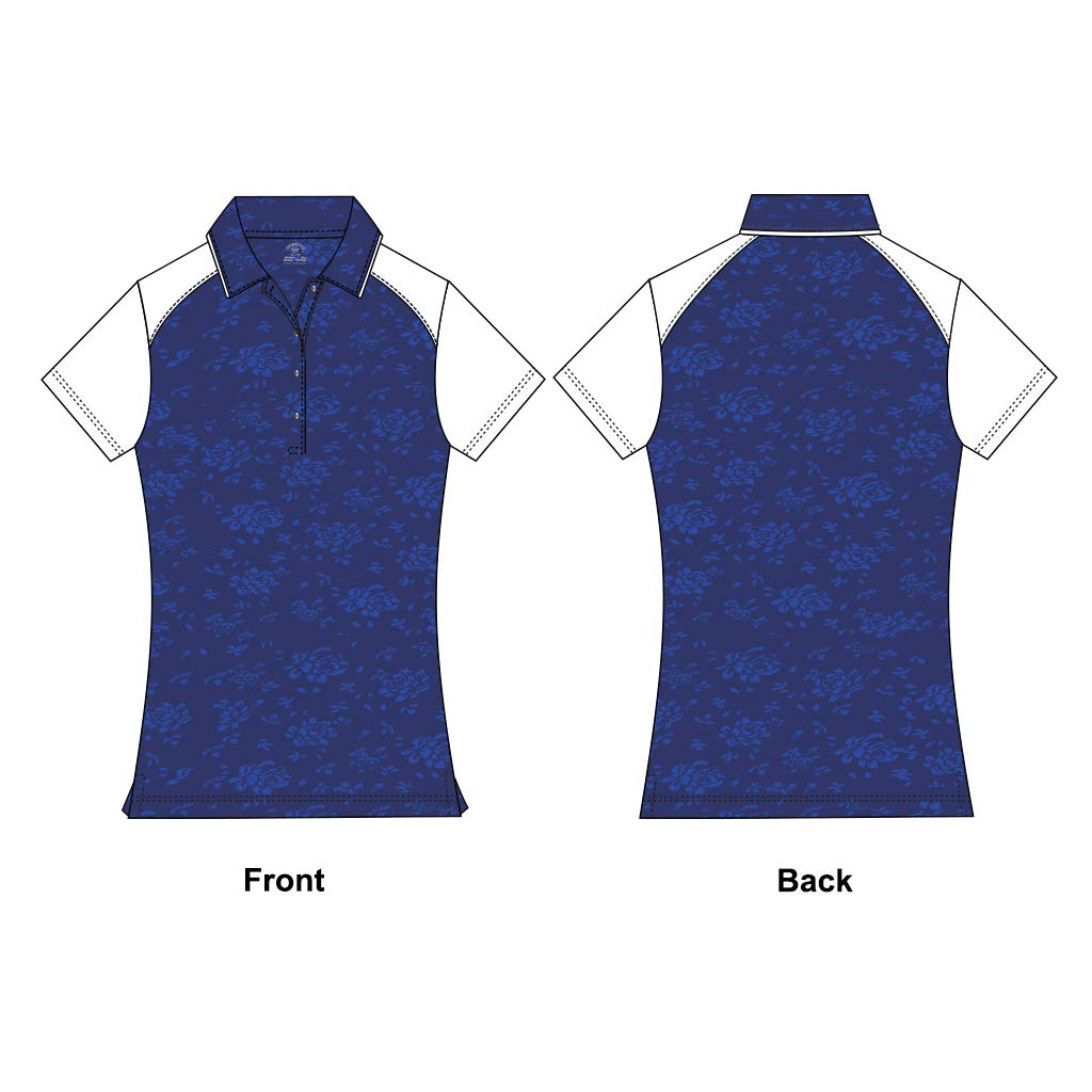 Monterey Club Women's Rose Embossed Contrast Polo Shirt #2446 - Stylish Casual Top for Work, Golf & Everyday Wear