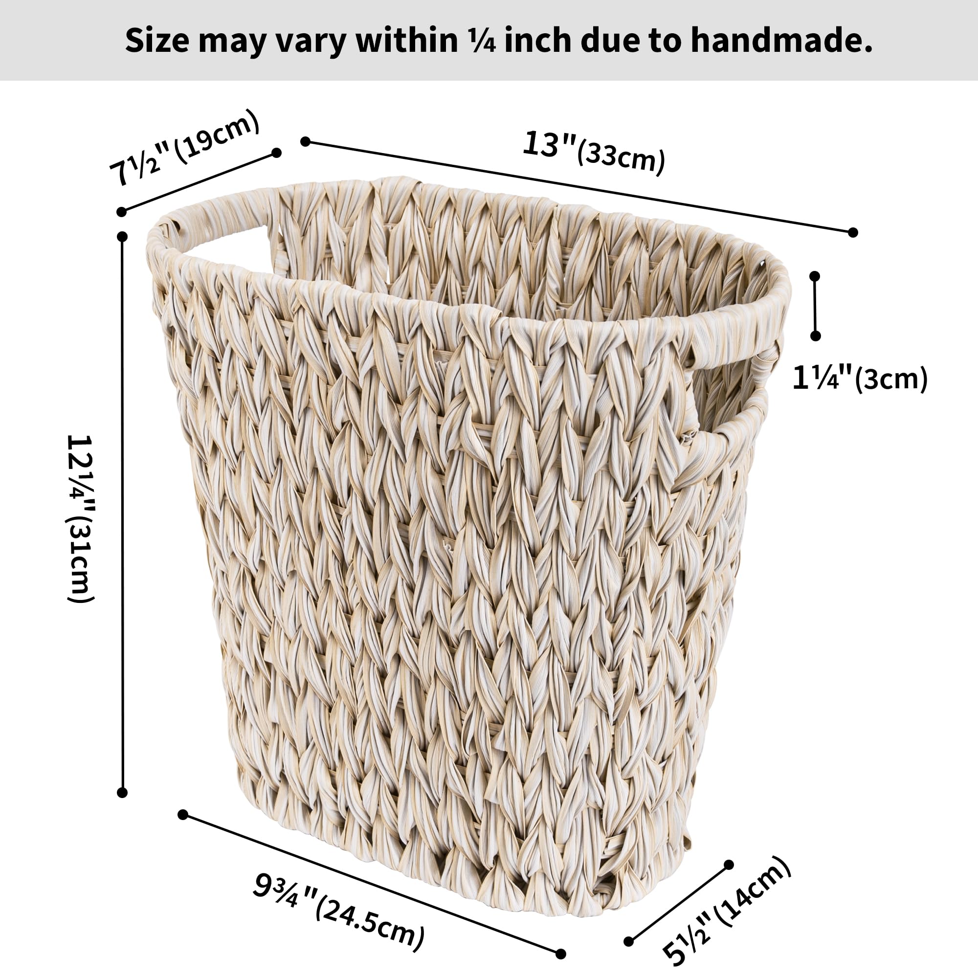 GRANNY SAYS Waterproof Wicker Trash Can - 19L/5 Gallon Boho Decorative Waste Basket for Bathroom, Bedroom & Office - Perfect for Home Decor & Small Space Organization