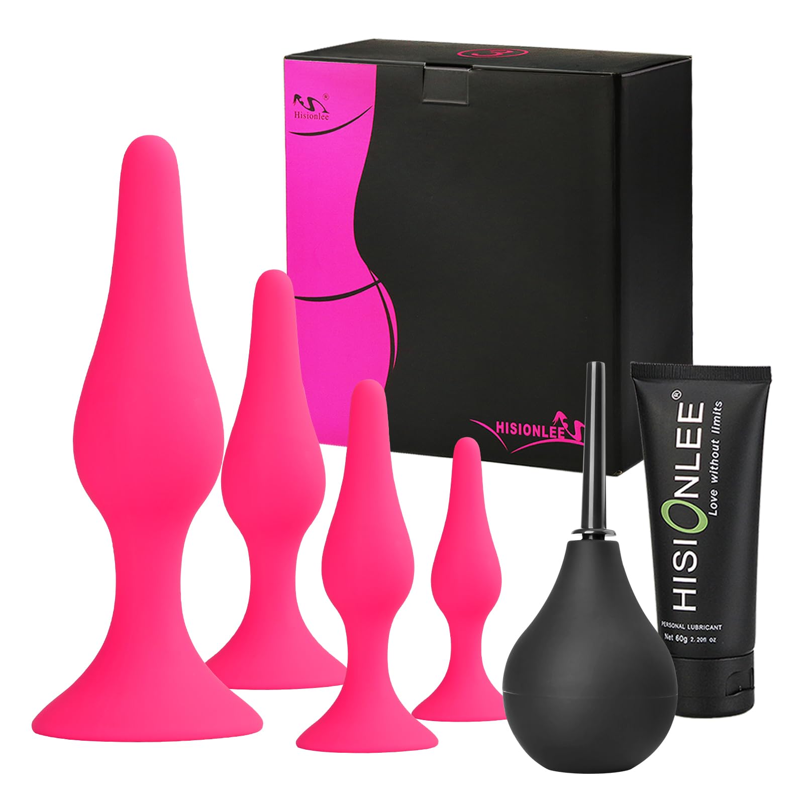 HISIONLEE 5PCS Silicone Anal Plug Training Kit - Rose Red Adult Sex Toys for Women, Men & Beginners | Perfect for Couples Play, BDSM & Solo Pleasure
