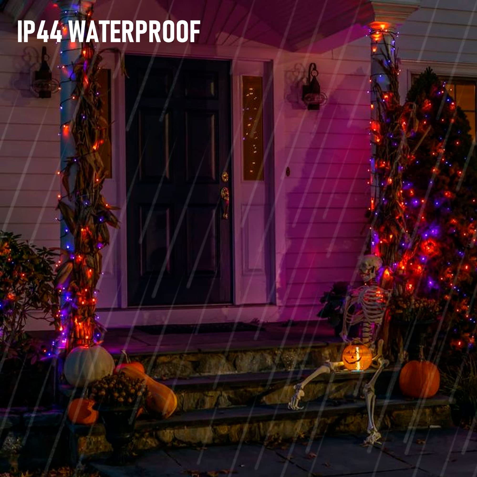 NEROSUN Halloween Mini String Lights - 2 Pack 100 LED 32FT Waterproof Battery Operated Fairy Lights with 8 Lighting Modes | Indoor Outdoor Halloween Decor for Garden, Party, Wedding, Christmas & Home Decoration (Purple & Orange)
