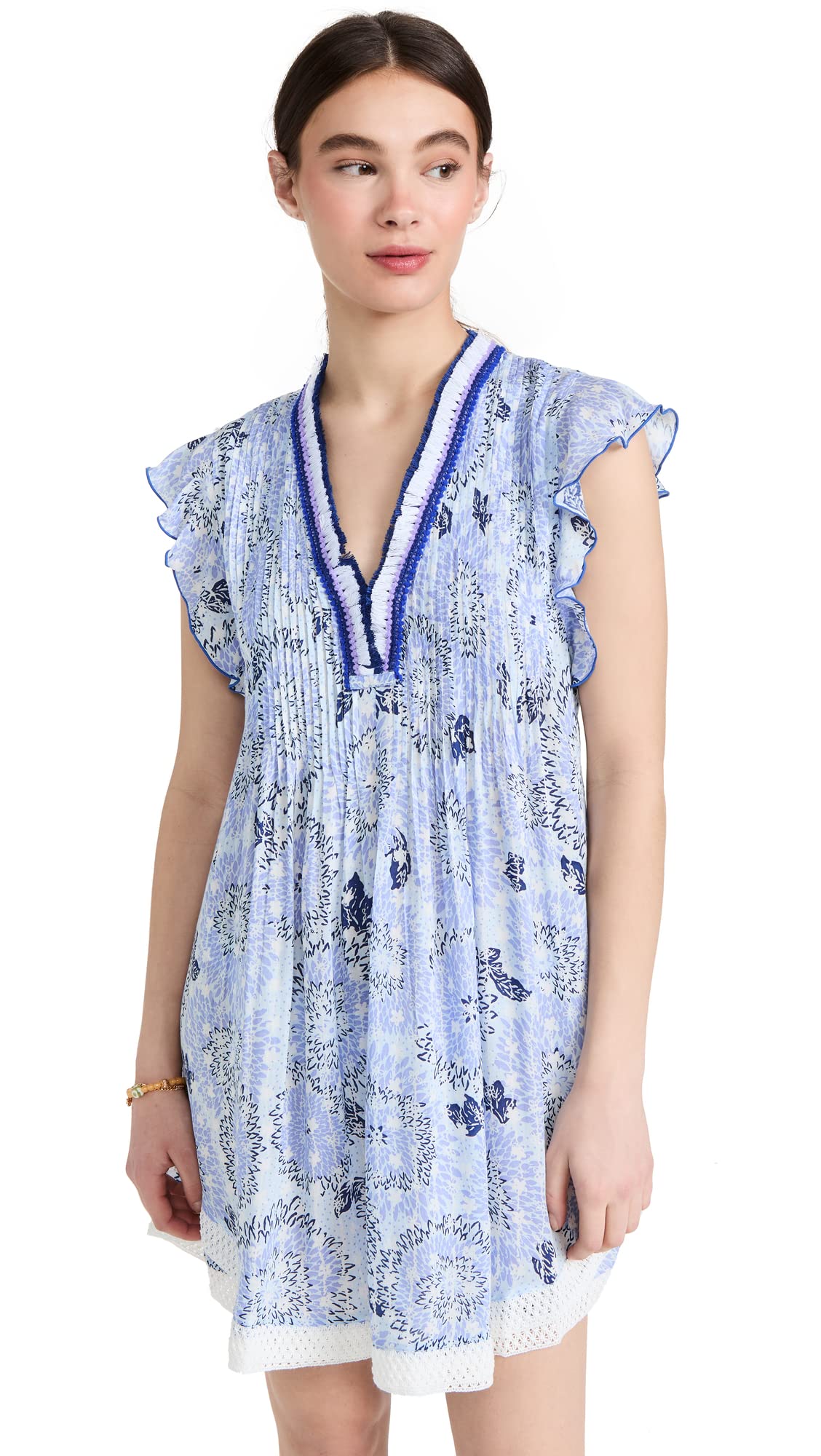 Poupette St Barth Women's Sasha Mini Dress - Flowy Summer Beach Dress for Vacations & Cocktail Parties