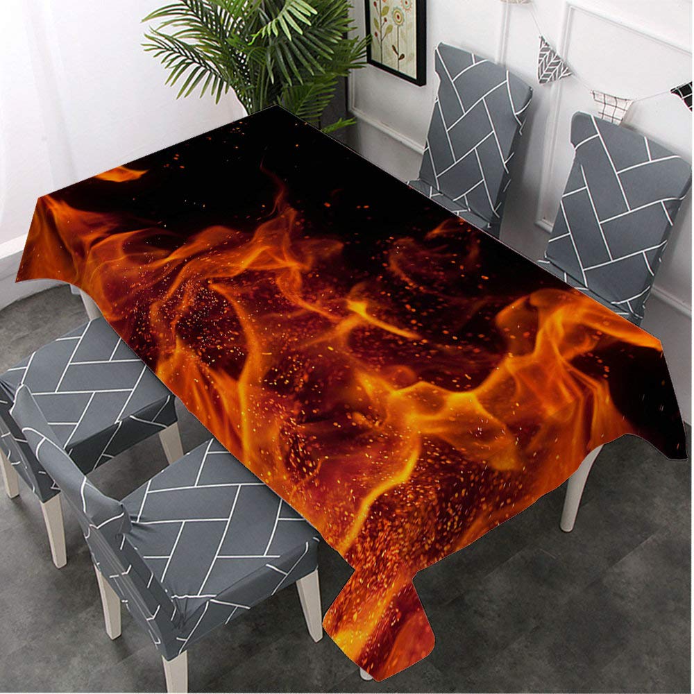 Flame Pattern Rectangular Tablecloth 52x70 Inches - Stylish Dining Table Cover for BBQ, Picnic, Coffee Table & Home Decor - Waterproof & Wrinkle-Resistant Fabric for Indoor/Outdoor Use