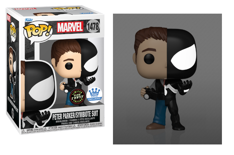 Marvel Spider-Man Symbiote Suit Funko Pop! Vinyl Figure - Peter Parker Chase Variant - Collectible Toy for Marvel Fans & Comic Book Lovers - Perfect for Display, Gifts, and Action Figure Collections