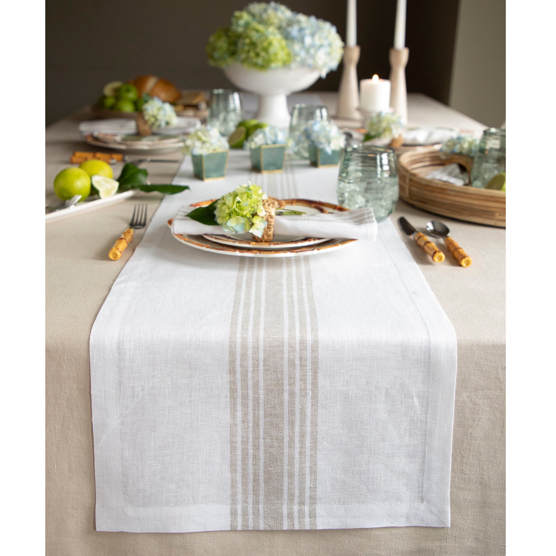 Rustic Farmhouse Table Runner for Dining Room Decor - Cotton Linen Tablecloth for Farmhouse Style, Weddings, and Holiday Decorations