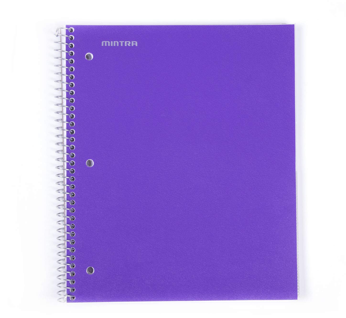 Mintra Durable Spiral Notebook 3-Pack - 1 Subject, 100 Sheets, College Ruled, Purple - Moisture Resistant Cover with Poly Pocket & Sturdy Chipboard Back - Perfect for School, Office, Business & Journaling