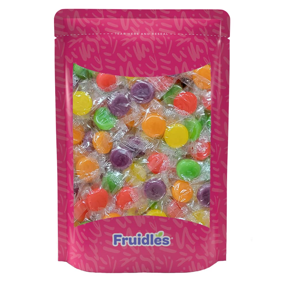 Fruidles Fruit Discs Hard Candy - Individually Wrapped 2lb Bulk Pack - Assorted Fruit Flavors for Parties, Office Snacks & On-the-Go Treats