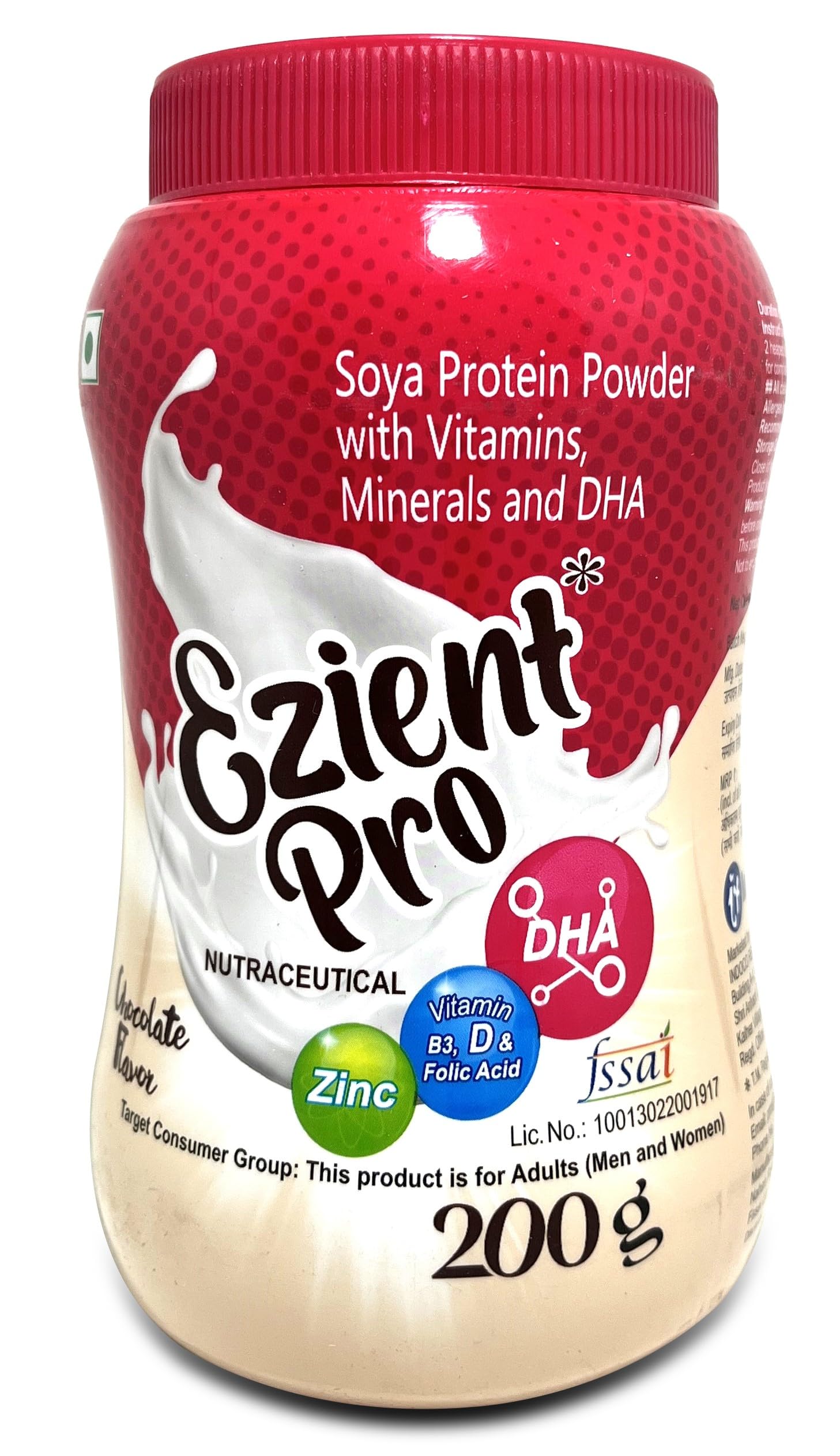 Ezient Pro Plant-Based Protein Powder with Soya Protein, Vitamins & Minerals - 200g for Muscle Recovery, Vegan Fitness & Post-Workout Nutrition