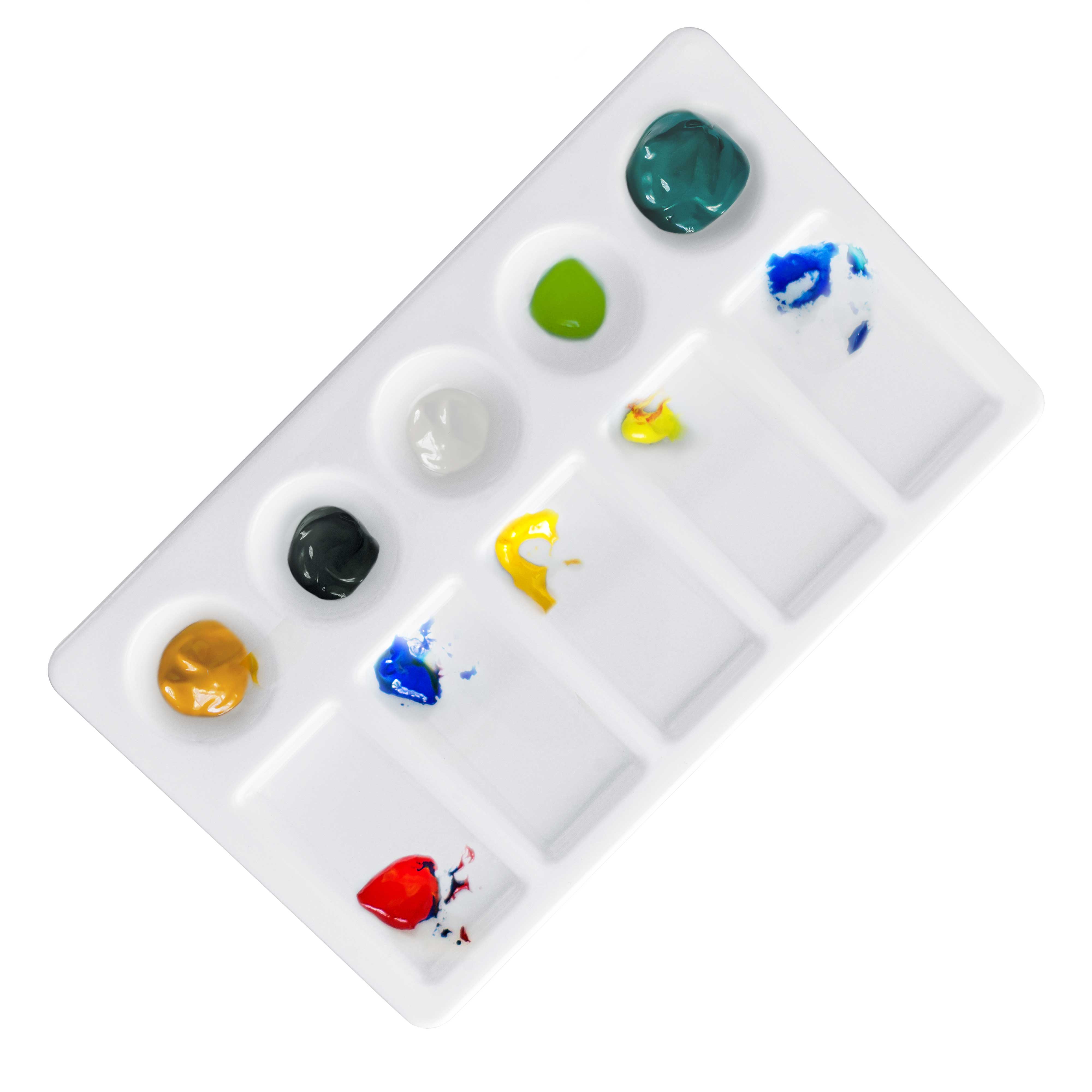 U.S. Art Supply 10-Well Plastic Rectangular Artist Painting Palette - Professional Paint Color Mixing Tray for Acrylic, Oil & Watercolor - Perfect for Kids, Art Students & Party Activities - Great for Studio, Classroom & Creative Projects