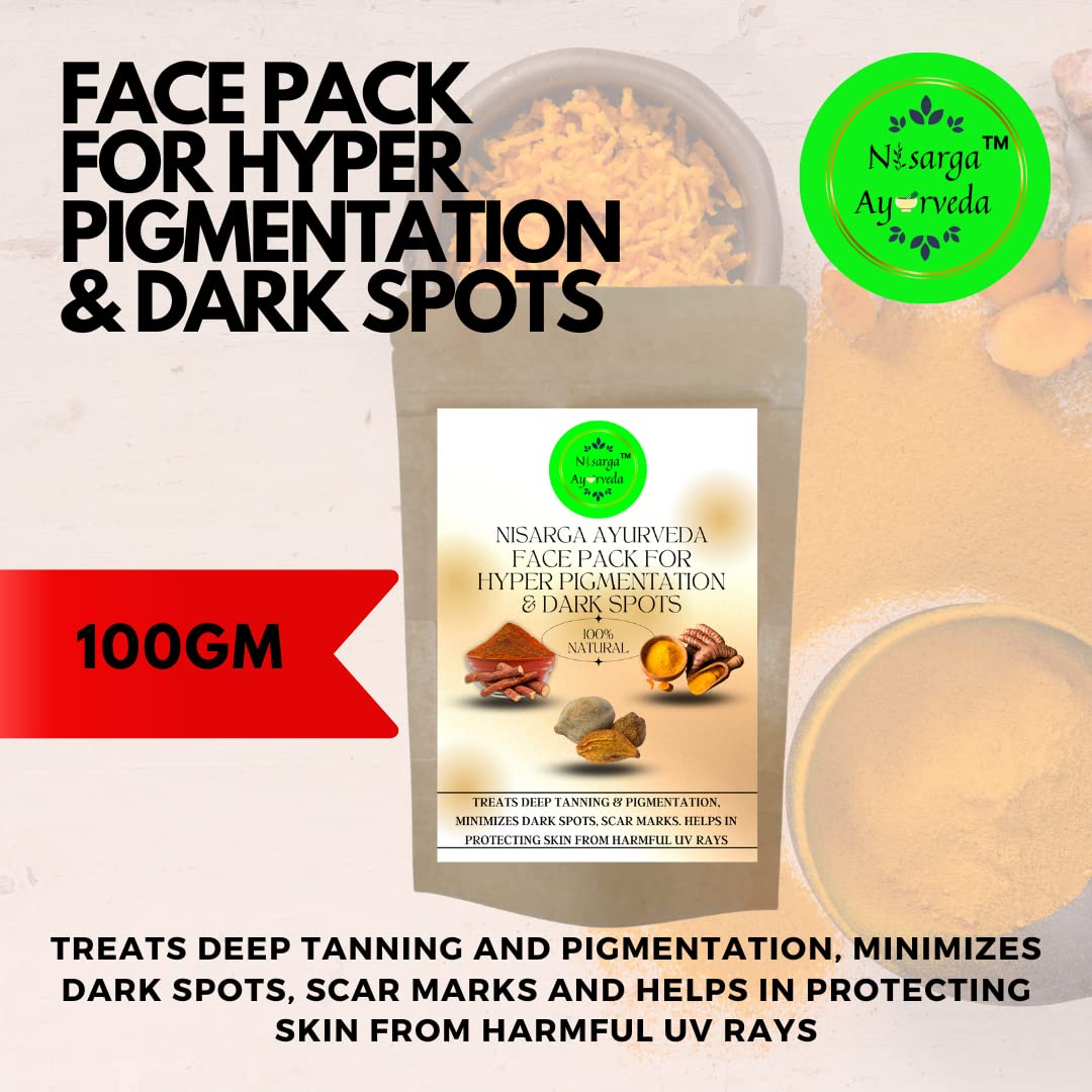 Nisarga Ayurveda Pigmentation Face Pack - Natural Treatment for Tanning, Melasma & Dark Spots, Reduces Scar Marks, UV Protection for Radiant Skin - Pack of 2 (100g Each) | Perfect for Daily Skincare & Sun Damage Repair