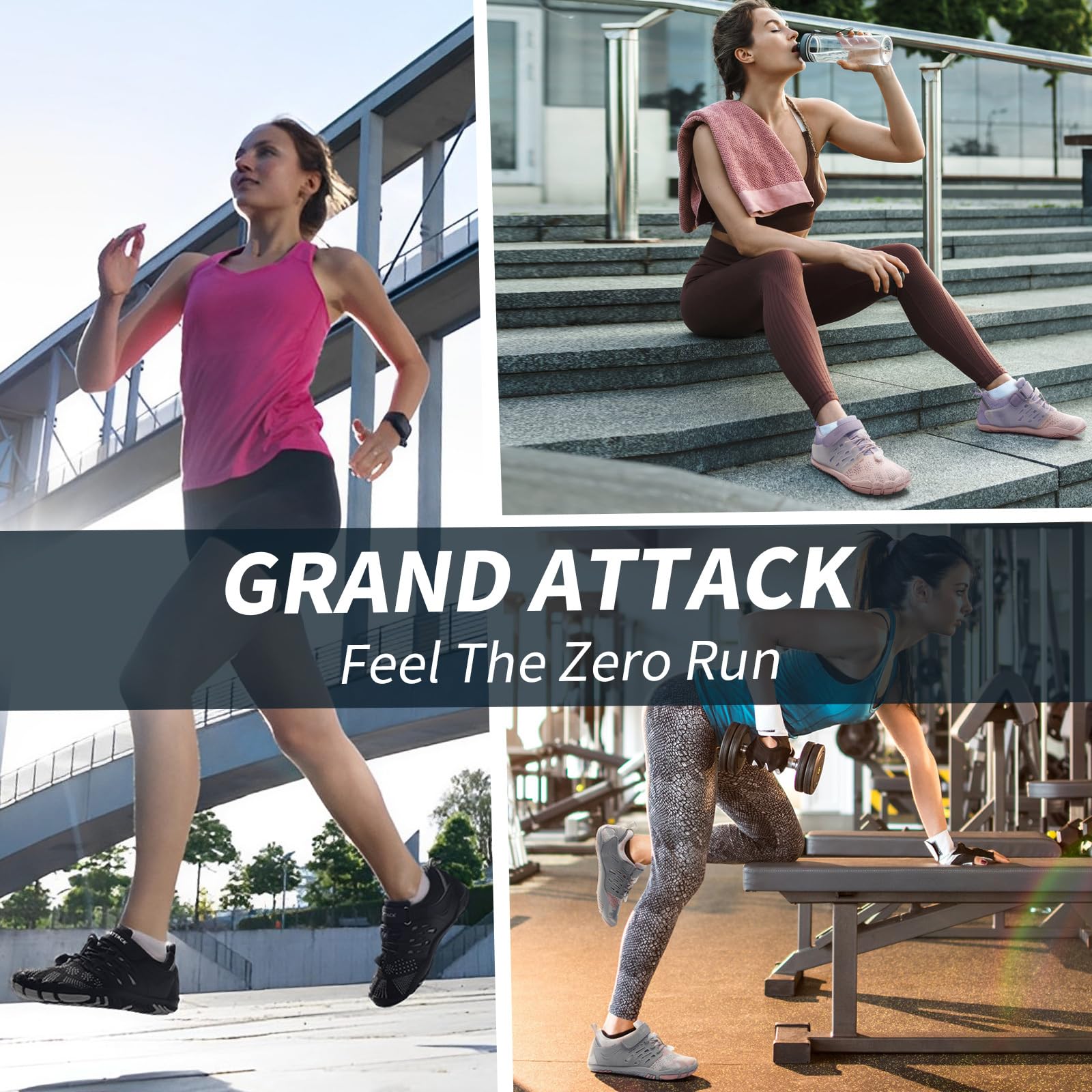 Grand Attack Barefoot Shoes for Women - Minimalist Zero Drop Lightweight Cross-Trainers for Wrestling, Boxing, Weightlifting & Walking | Perfect for Gym, Outdoor Activities & Everyday Wear