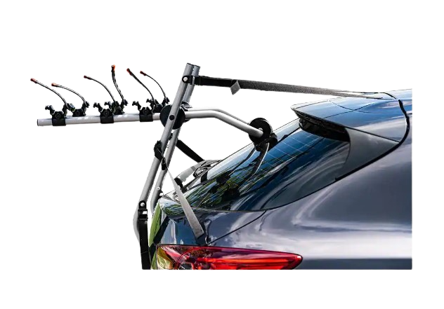 DK2 BCR190 Aluminum Trunk Mount Bike Rack - Holds 3 Bikes, 81 lb Capacity - Perfect for Road Trips, Camping & Family Cycling Adventures