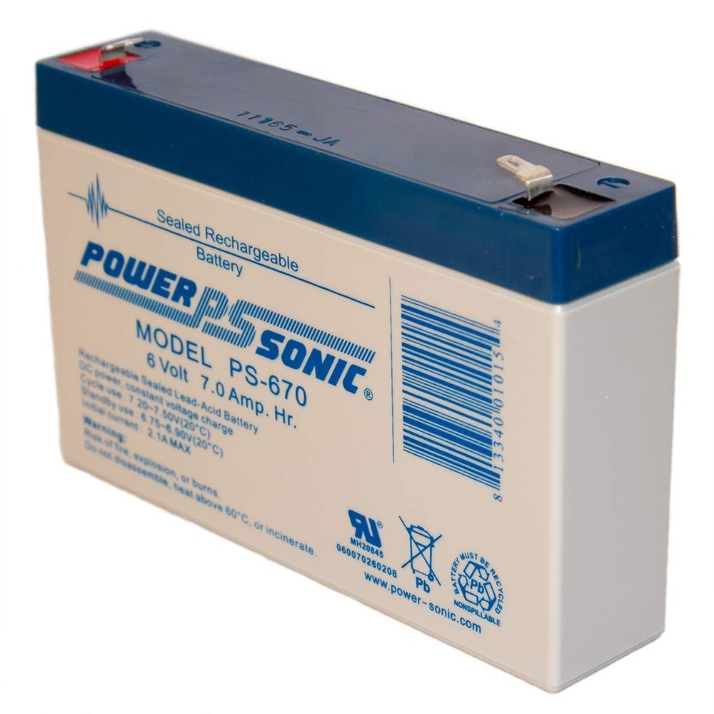 Power Sonic PS-670-6V 7Ah Sealed Lead Acid (SLA) Rechargeable Battery - Perfect for Emergency Lighting, Security Systems, and Medical Equipment Backup Power