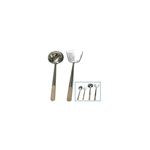 Premium Heavy Gauge Stainless Steel Handcrafted Chuan Spatula & Hoak Ladle Set - Professional Wok Cooking Tools for Stir-Frying, Flipping & Serving - Ideal for Asian Cuisine, Commercial Kitchens & Home Chefs