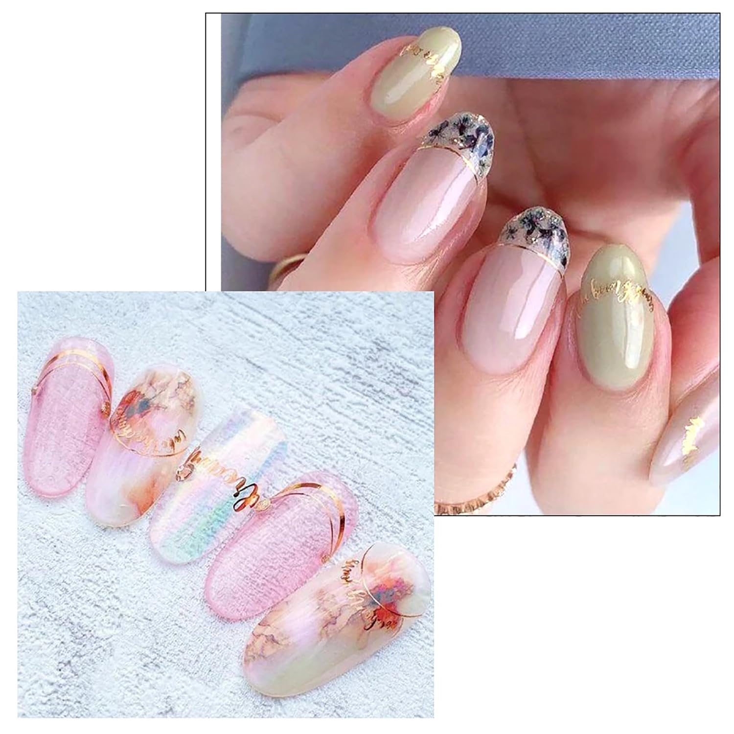 SILPECWEE 14 Sheets Gold Nail Stickers - French Line Metallic Curve Strip Nail Decals, Self-Adhesive Nail Art Stickers for Women & Kids, 3D Nail Design Decorations - Perfect for Parties, Weddings, and Special Occasions
