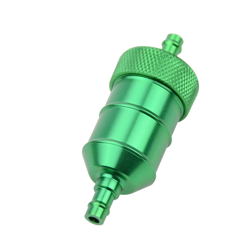 GOOFIT Aluminum Fuel Gas Filter for Mini Pocket Bike, Motorcycle, ATV, Dirt Bike, Pit Bike - High Performance Green Fuel Filter for Off-Road Riding and Racing