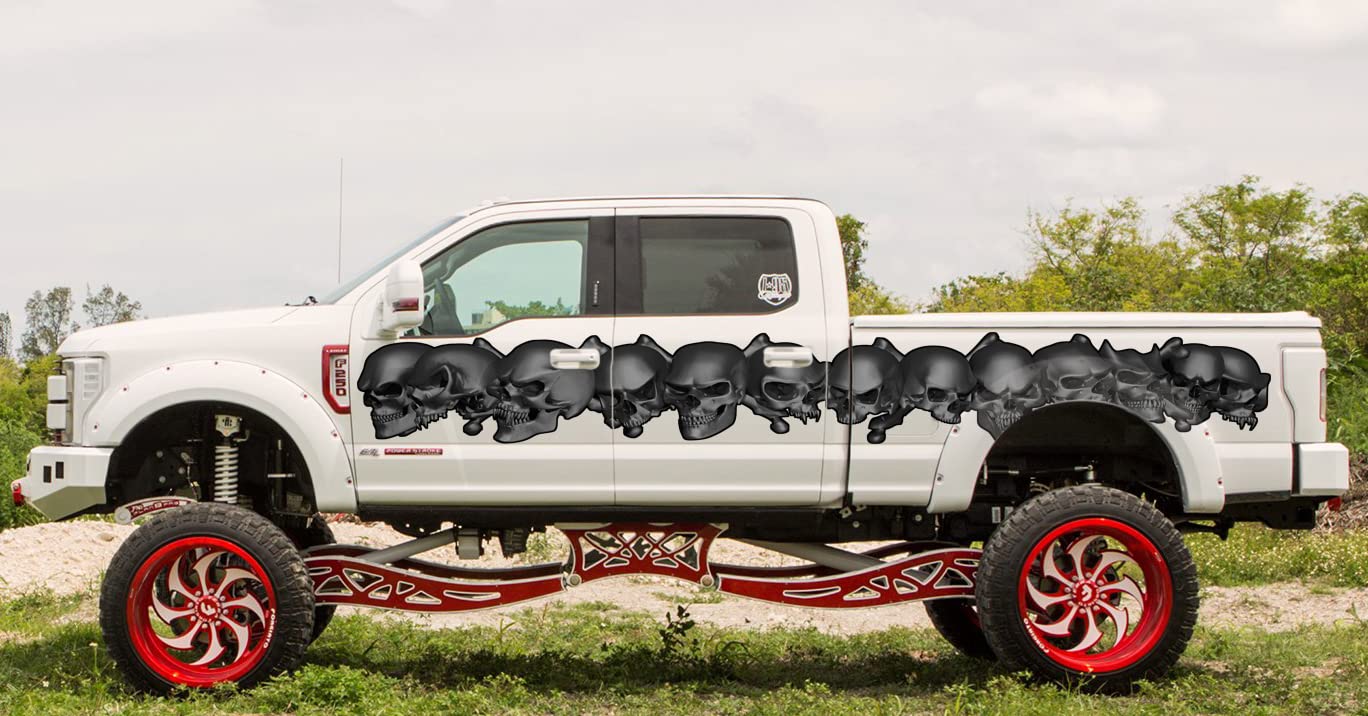 3D Skull Car Wrap Vinyl Decal - Tribal Skulls Street Racing Graphic Sticker (22x70 inches) - Perfect for Car Hood, Doors, Windows & Motorcycle Customization