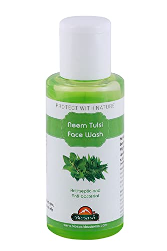Biosash Neem Tulsi Face Wash for Acne & Glowing Skin - 100ml (Pack of 2) | Ayurvedic Cleanser for Oily & Sensitive Skin | Daily Use & Travel Friendly