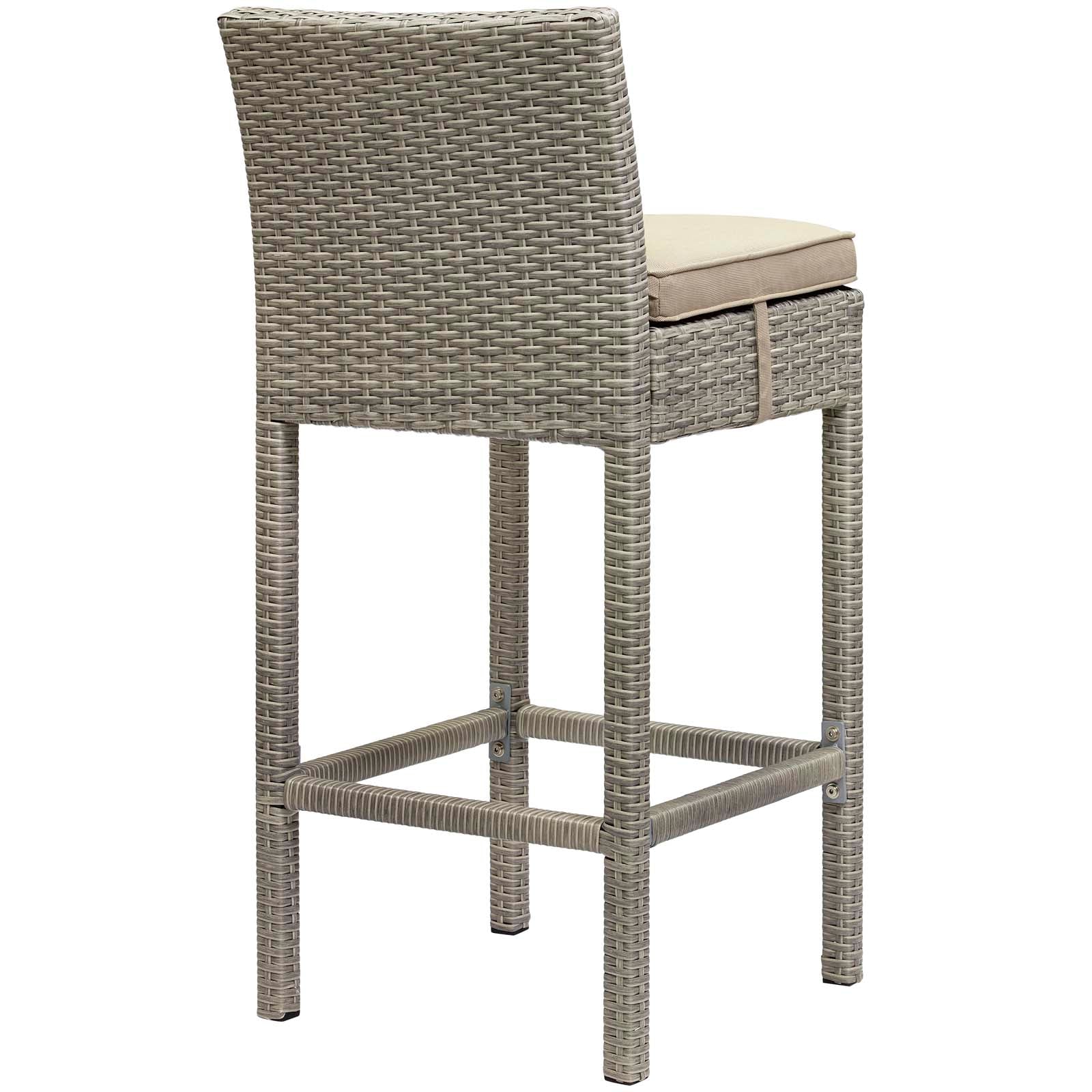 Outdoor Patio Bar Stool - Wicker Rattan Bar Height Stool with Conduit Frame - Perfect for Backyard, Garden, and Poolside Seating