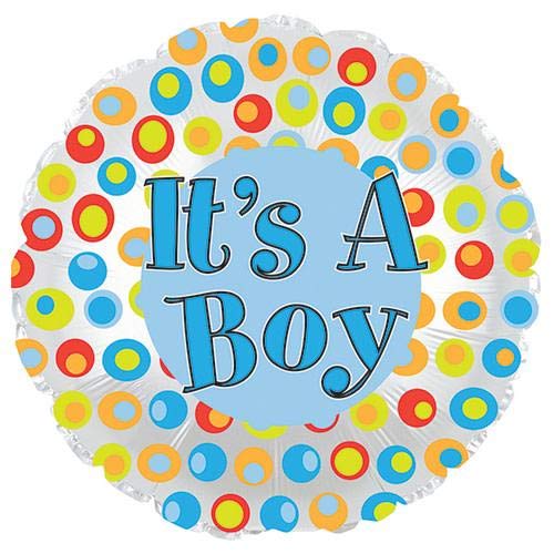 LOONBALLOON 17 Inch ITS A BOY Baby Shower Balloons - Colorful Dot Pattern Gender Reveal Party Decorations for Newborn Celebrations, Birthday Parties & Nursery Decor