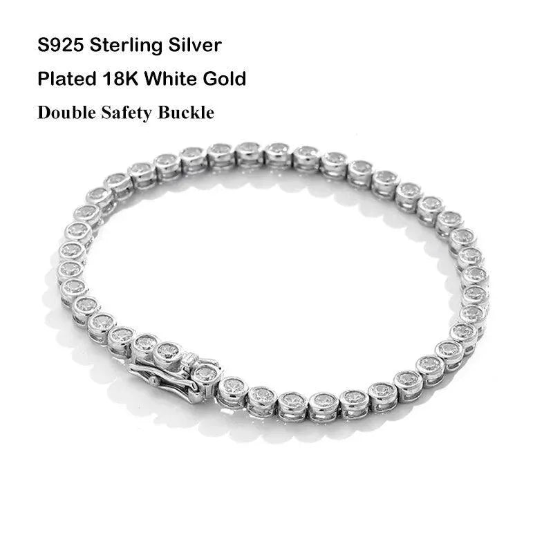 EWYA GRA Certified D Color 2-3mm Full Moissanite Tennis Bracelet for Women - 925 Sterling Silver Plated 18K Gold Bubble Diamond Link Bracelet | Elegant Jewelry Gift for Anniversary, Wedding & Special Occasions