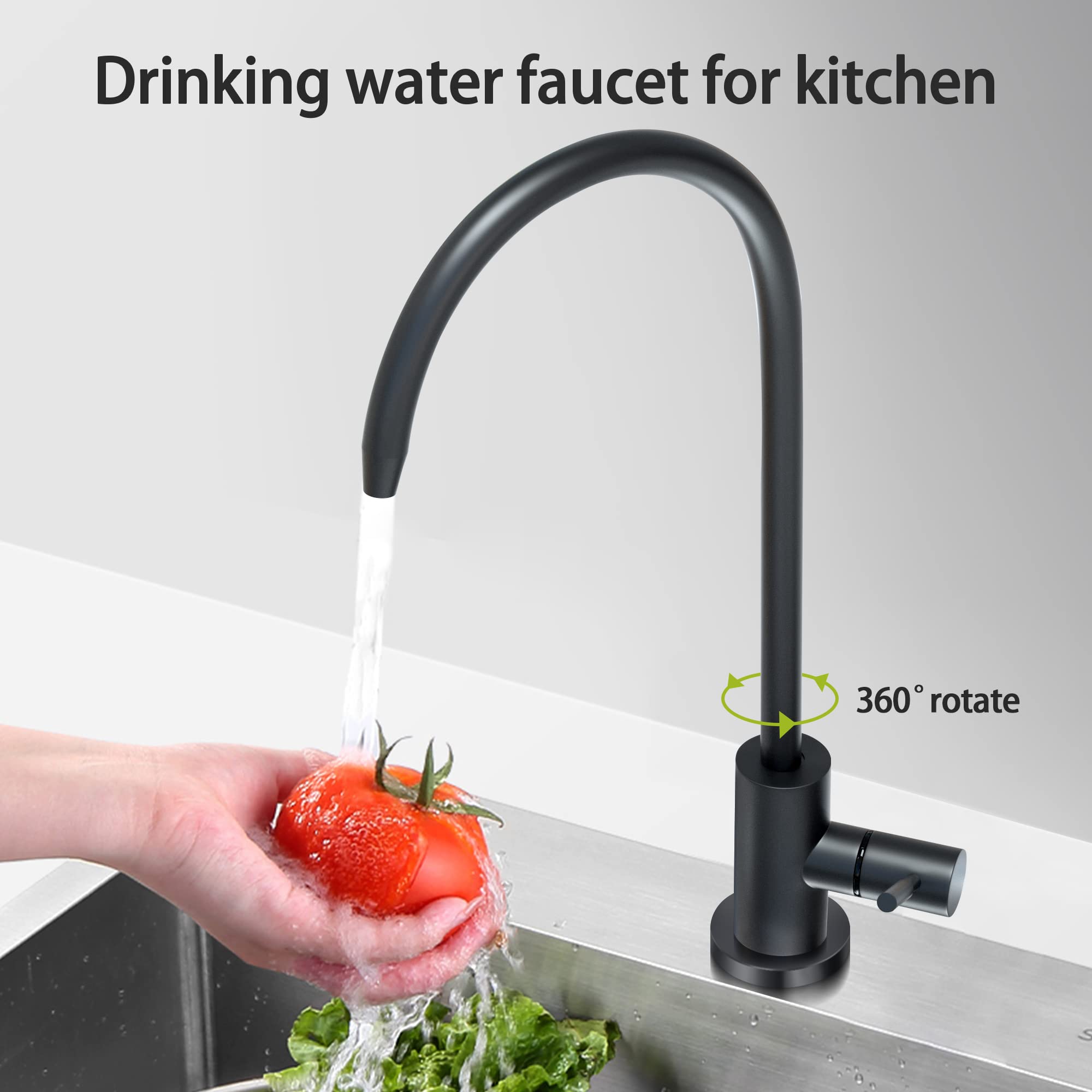 Premium Black Brushed SUS304 Stainless Steel Drinking Water Faucet - 1/4