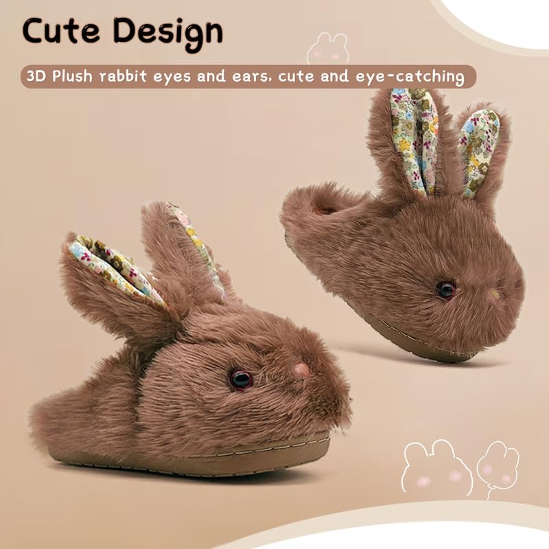 **Soft Plush Bunny Slippers for Toddlers - Anti-Slip Indoor/Outdoor Winter Slippers for Girls & Boys - Cozy Kids House Shoes for Playtime & Bedtime**