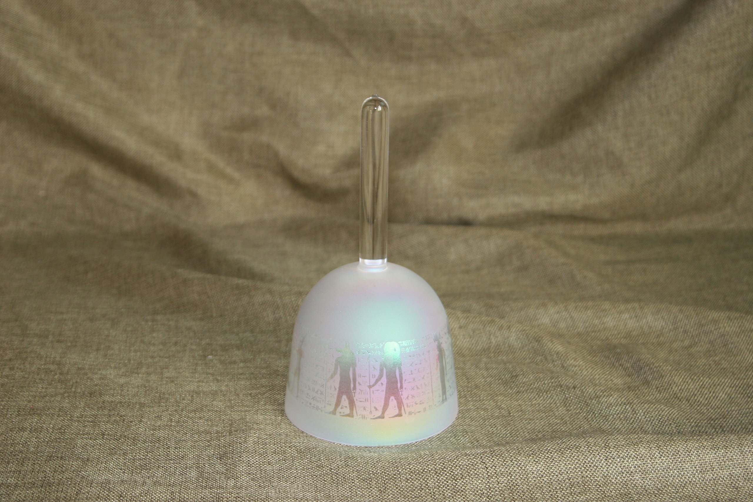 Egyptian Pearl Color Crystal Singing Bowl with Handle - G# 4th Octave 5.25