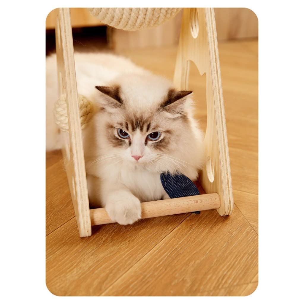 Premium Cat Exercise Wheel & Scratching Board Set - Natural Wooden Cat Toy with Sisal Treadmill, Non-Shedding Pet Grinding Rack & Climbing Frame for Indoor Cats (Color A) - Perfect for Small Spaces & Active Kitty Playtime