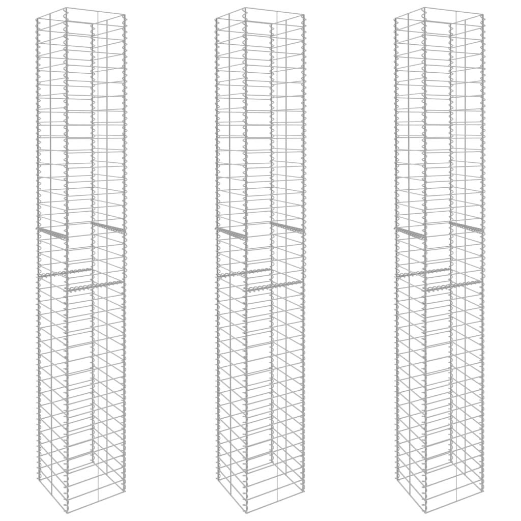 Galvanized Steel Gabion Baskets - 3 Pack (9.8x9.8x77.6 Inches) for Outdoor Garden, Lawn, Patio Fencing & Planters | Rust-Resistant Metal Cage for Landscaping, Yard Decor & Retaining Walls