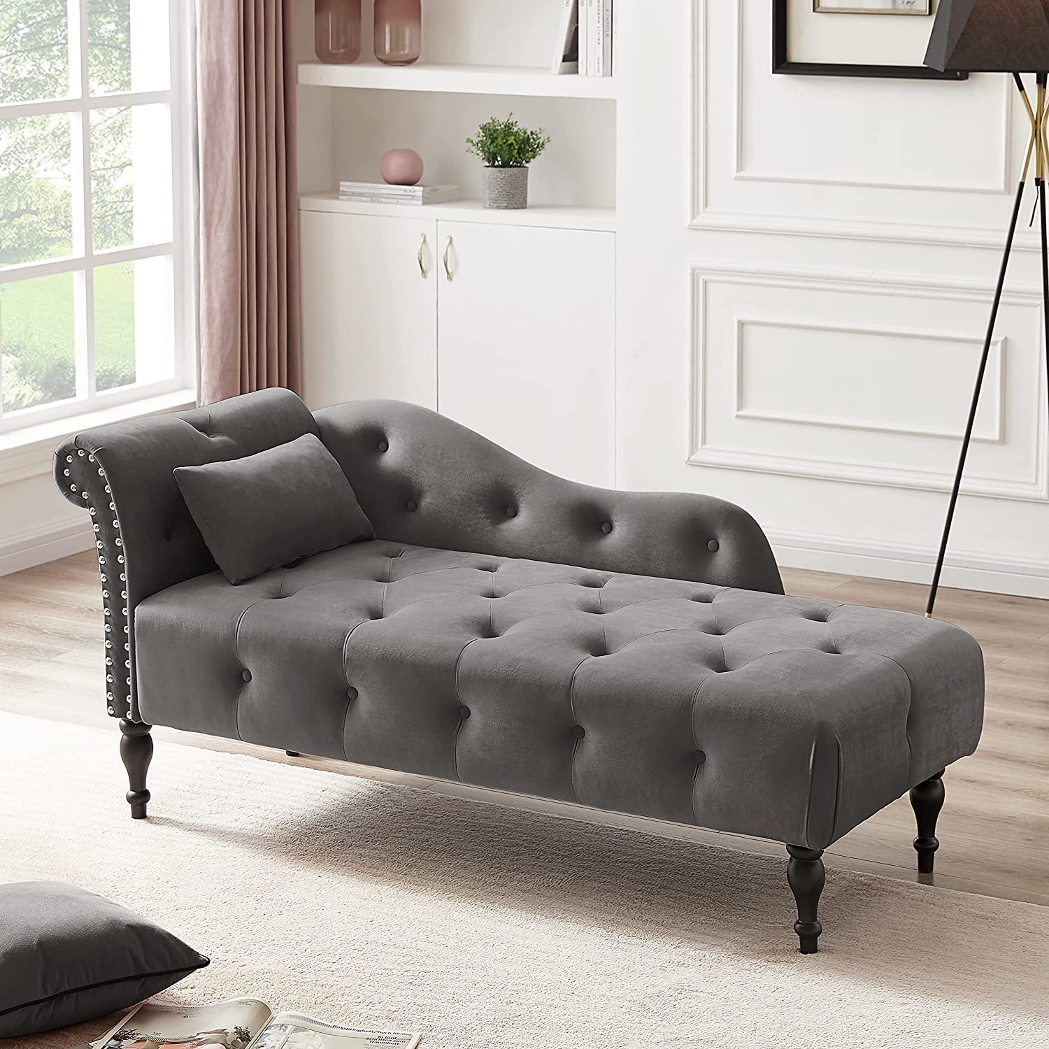 Anwick Tufted Fabric Chaise Lounge - Modern Upholstered Recliner Chair for Living Room & Bedroom | Sleeper Sofa for Relaxing, Reading & Napping